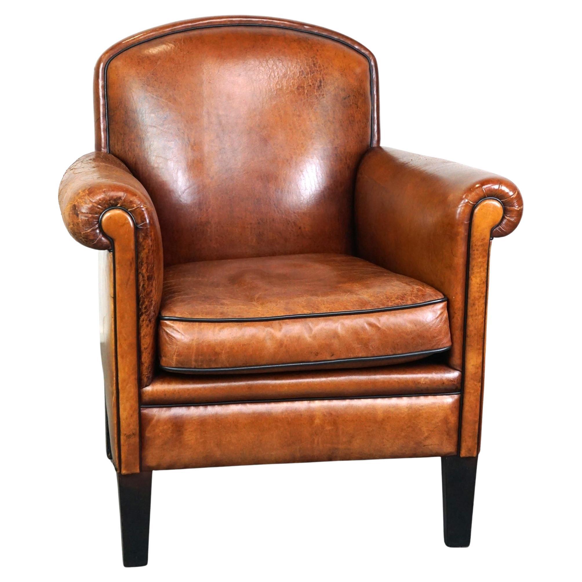 Vintage sheep leather armchair/design armchair with a beautiful look