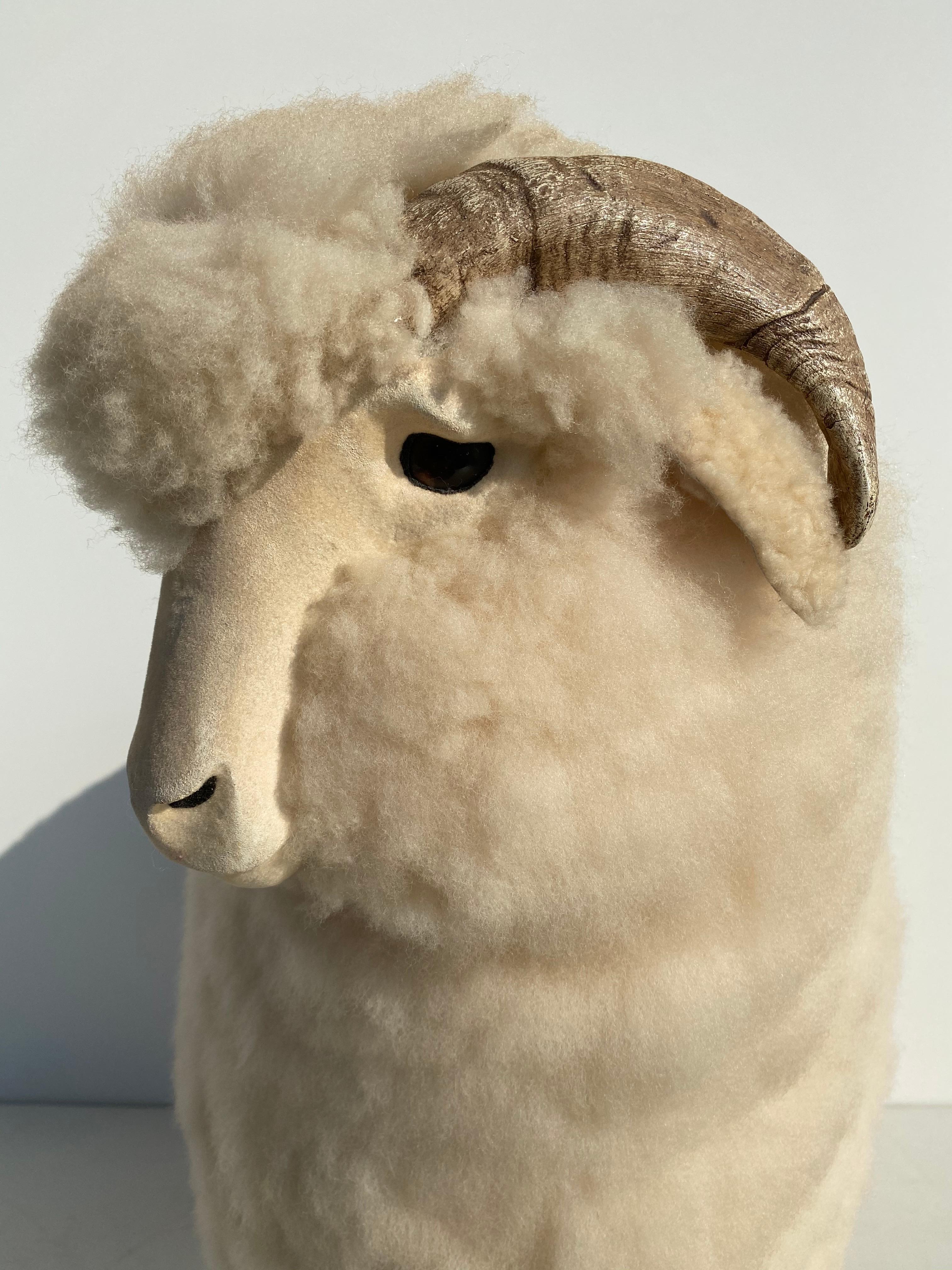 Vintage Sheep Sculpture Footrest 4