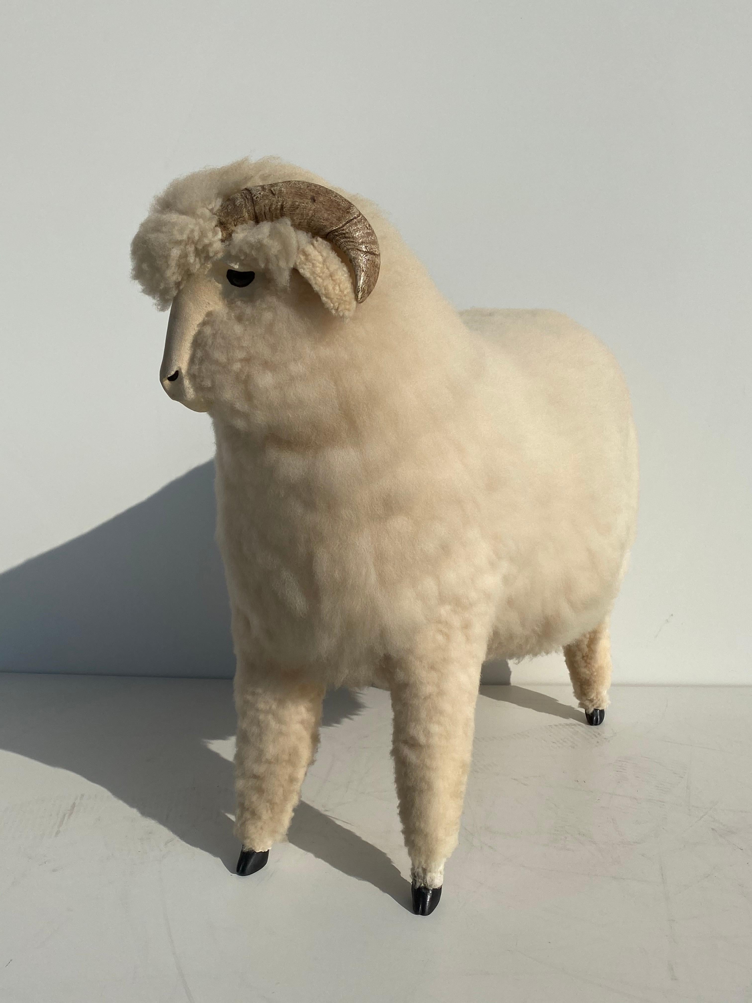 Mid-Century Modern Vintage Sheep Sculpture Footrest