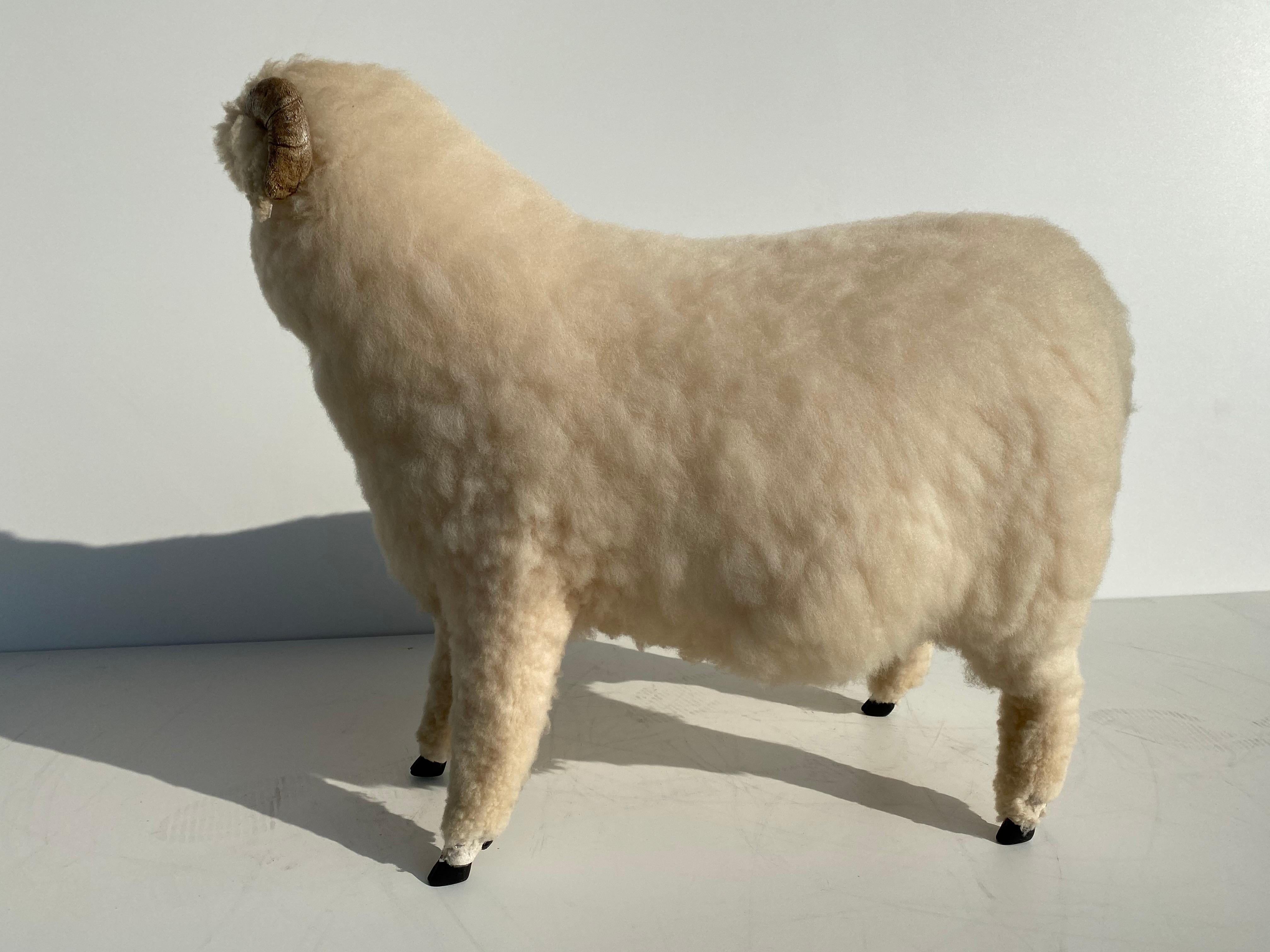 Vintage Sheep Sculpture Footrest In Good Condition In North Hollywood, CA