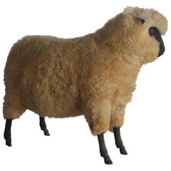 Vieux Tabouret Mouton Sculpture:: Espagne:: 1970
