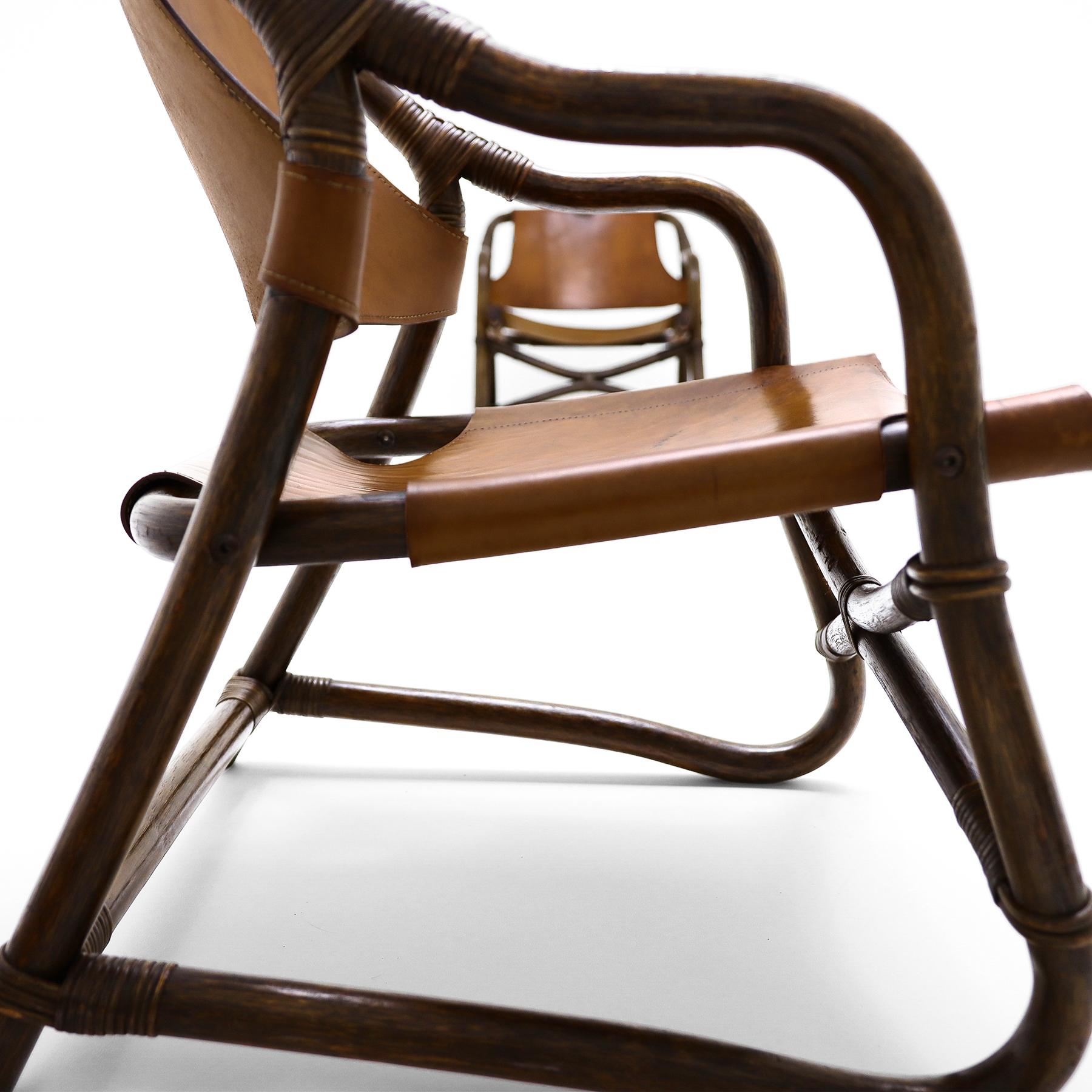 Vintage-Sessel aus Schafsleder, Leder und Schilfrohr, Rohe Noordwolde zugeschrieben im Angebot 3