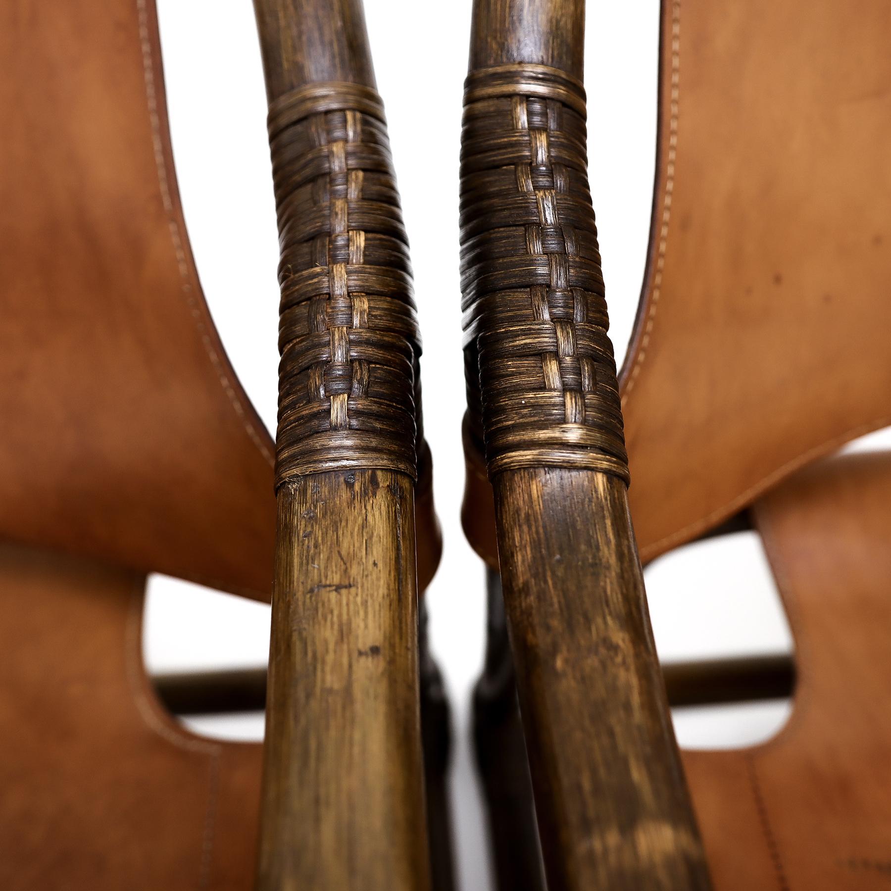 Vintage-Sessel aus Schafsleder, Leder und Schilfrohr, Rohe Noordwolde zugeschrieben im Angebot 6