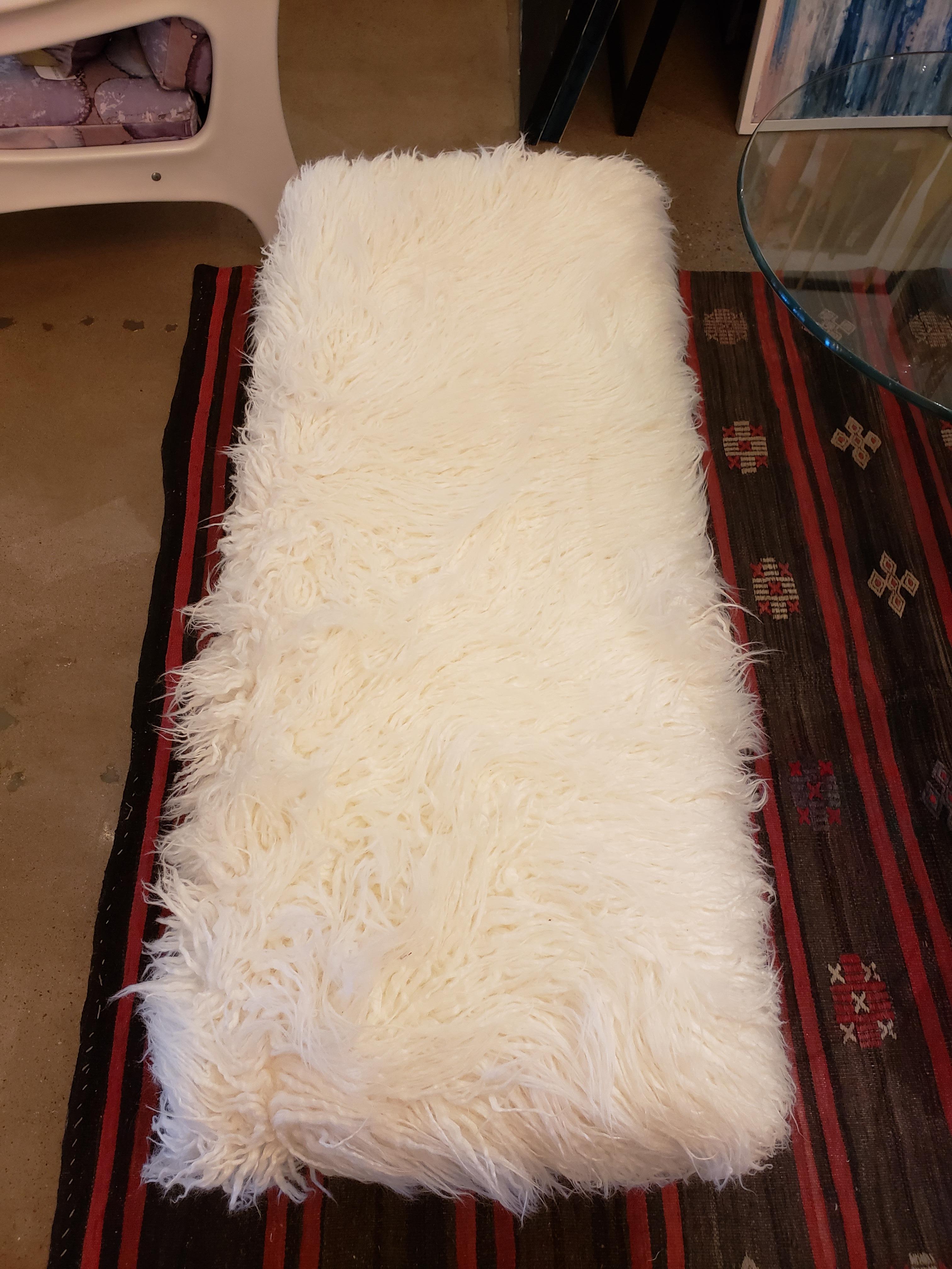 Vintage Sheepskin and Lucite Bench In Good Condition For Sale In Phoenix, AZ