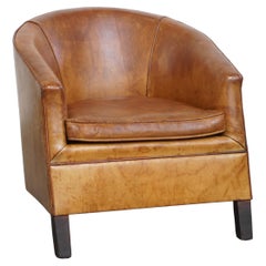 Sillón vintage de piel de oveja de diseño Art Déco de Bart Van Bekhoven