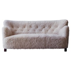 Vintage Sheepskin Cabinetmaker Sofa from Denmark, circa 1950