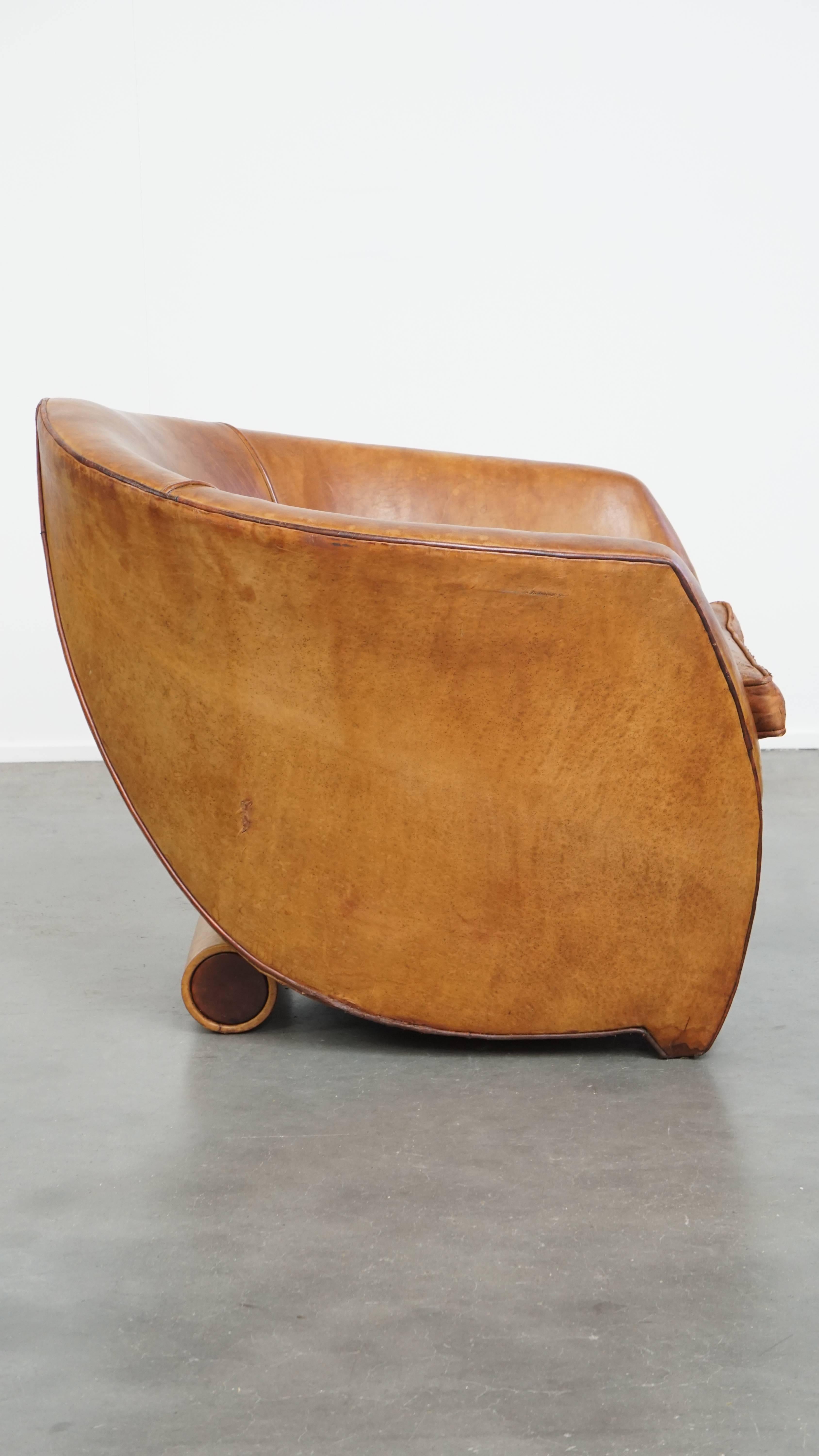 Vintage-Sessel aus Schafsleder im Vintage-Stil von Bart van Bekhoven (Handgefertigt) im Angebot