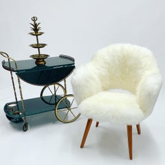 Vintage Sheepskin Eero Saarinen for Knoll Executive Chair with Wood Legs
