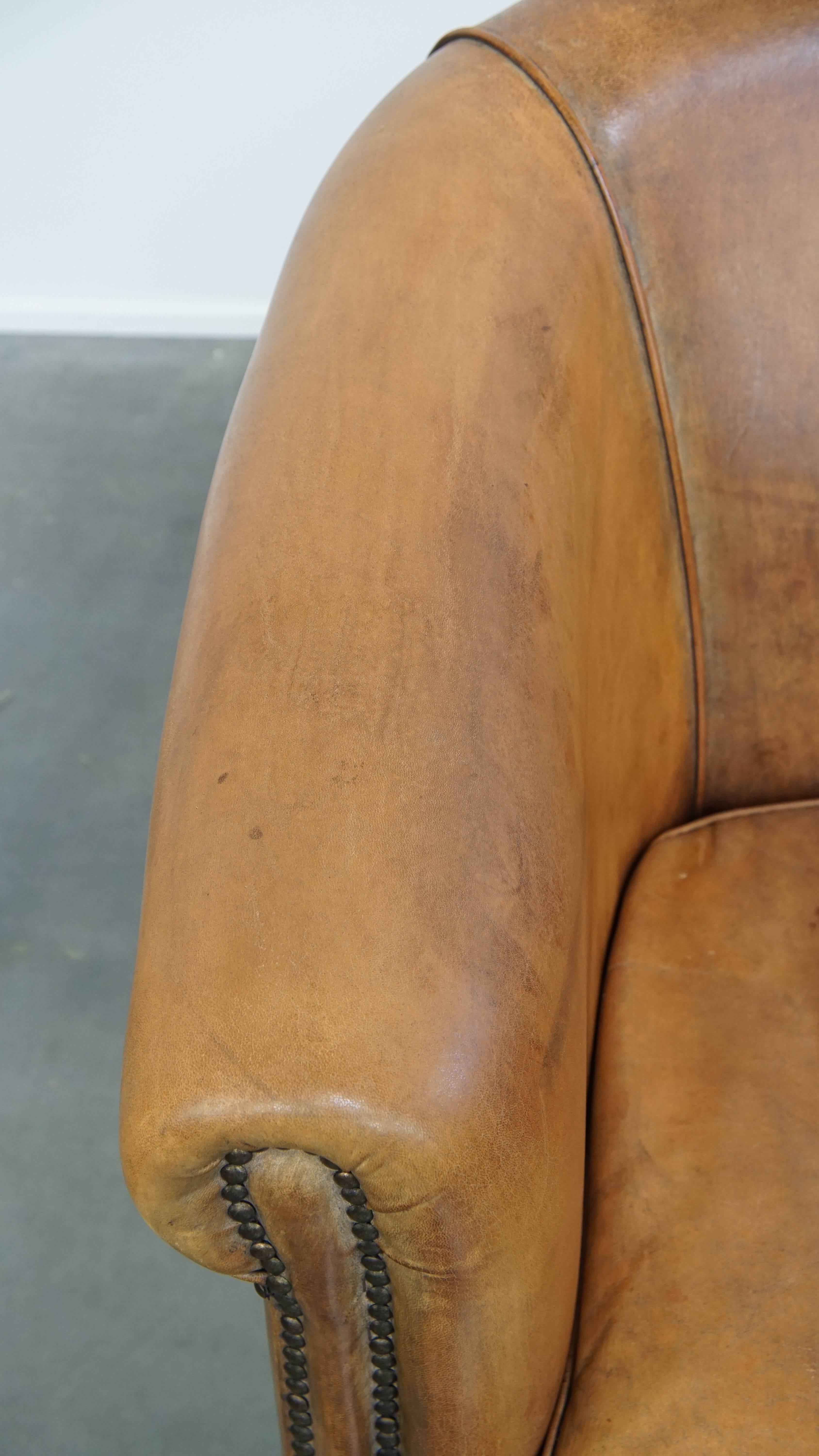 Vintage 2-Sitzer-Sofa aus Schafsleder im englischen Stil (Leder) im Angebot