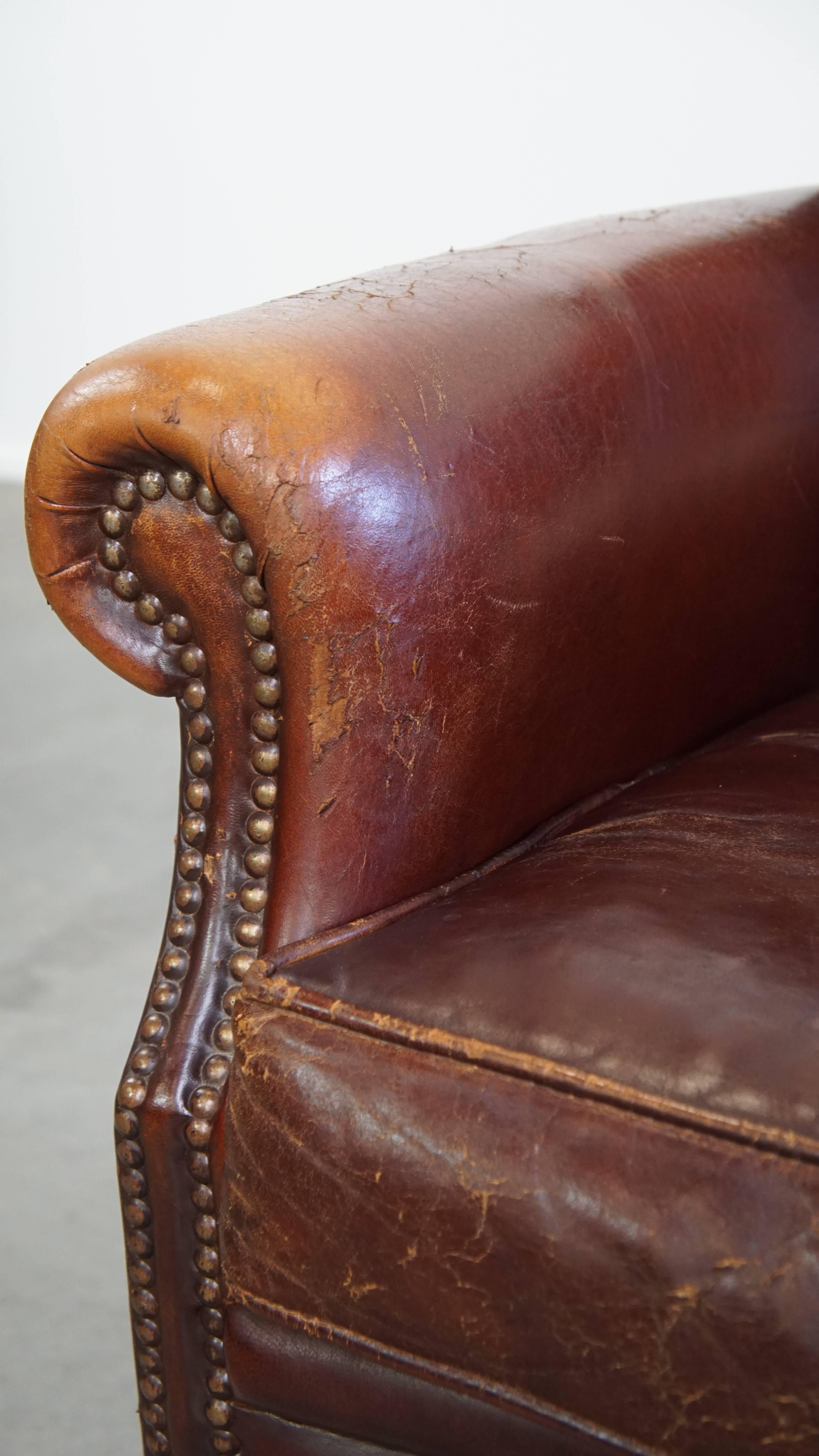 Vintage Schafsfell Leder Sessel im Angebot 4