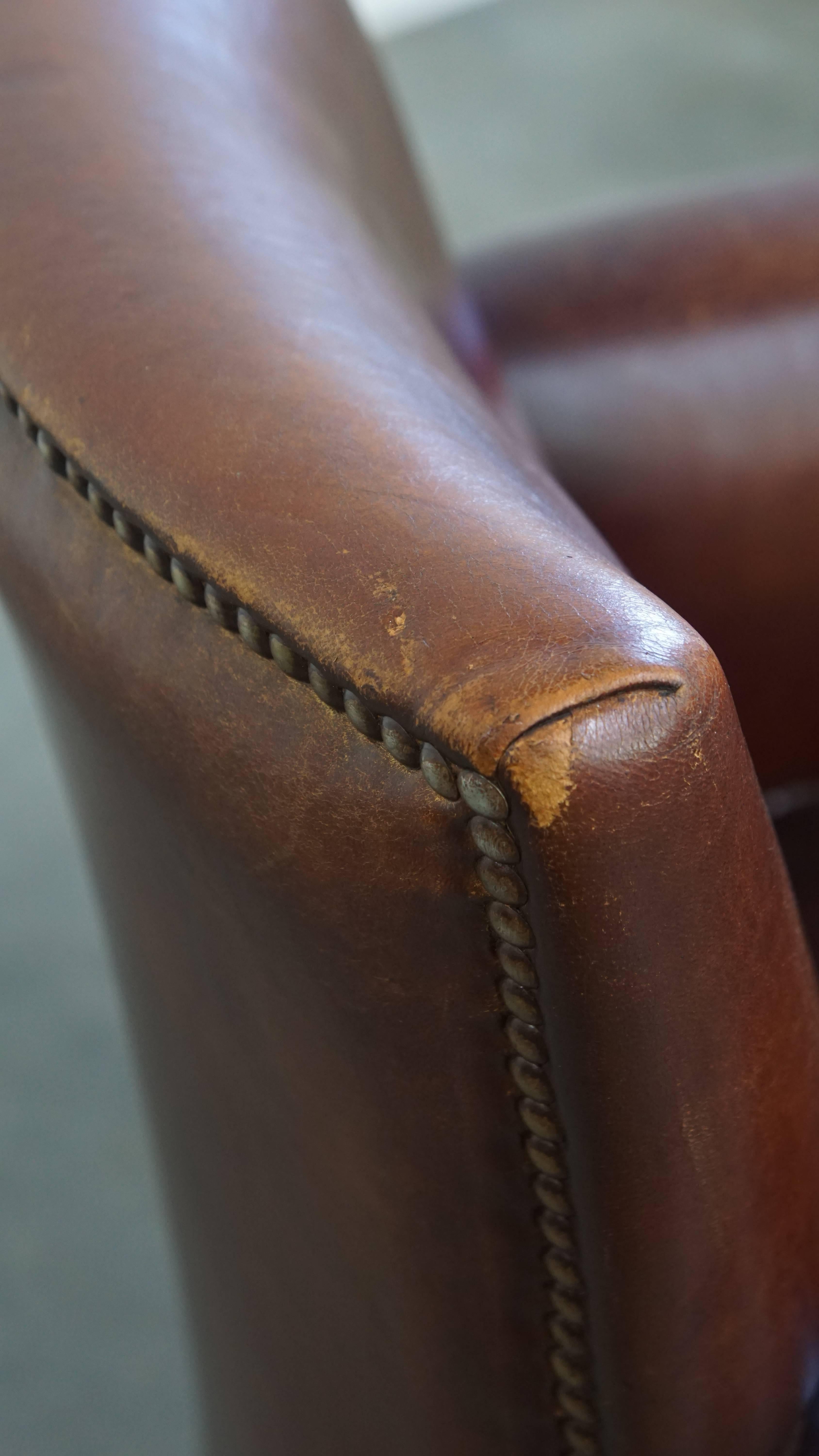 Vintage Schafsfell Leder Sessel im Angebot 7