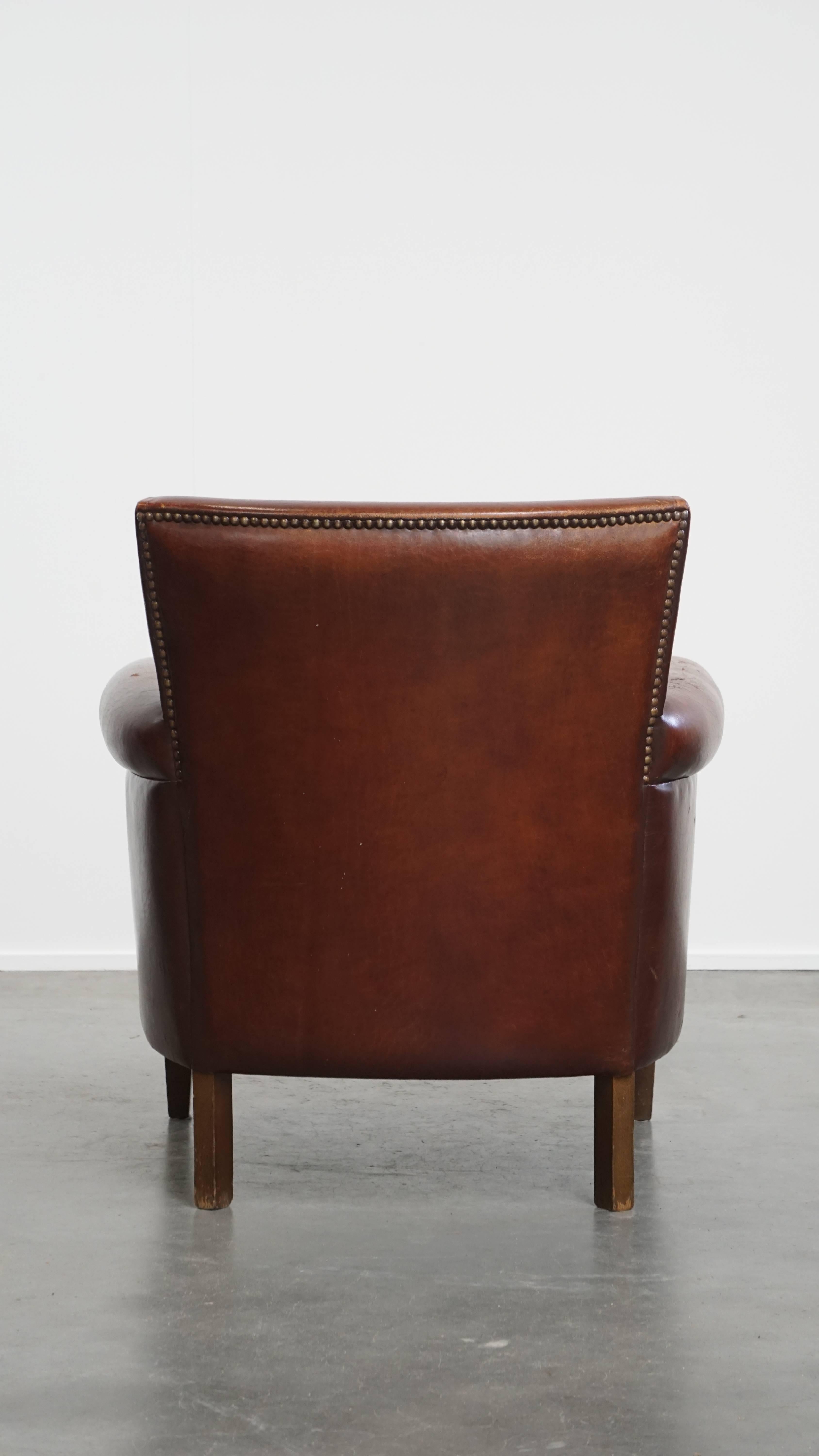 Vintage Schafsfell Leder Sessel (Handgefertigt) im Angebot