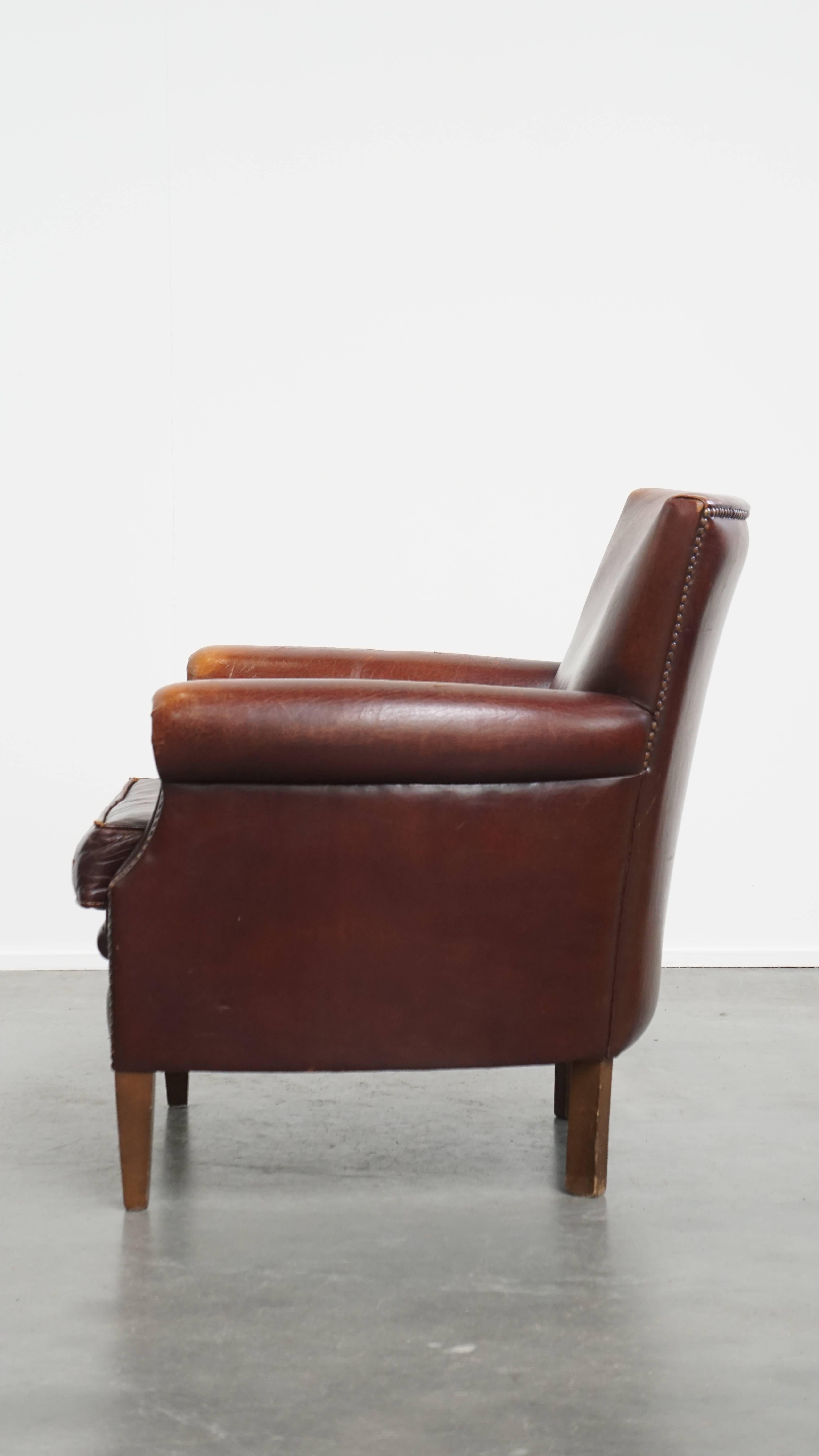 Vintage Schafsfell Leder Sessel im Zustand „Relativ gut“ im Angebot in Harderwijk, NL