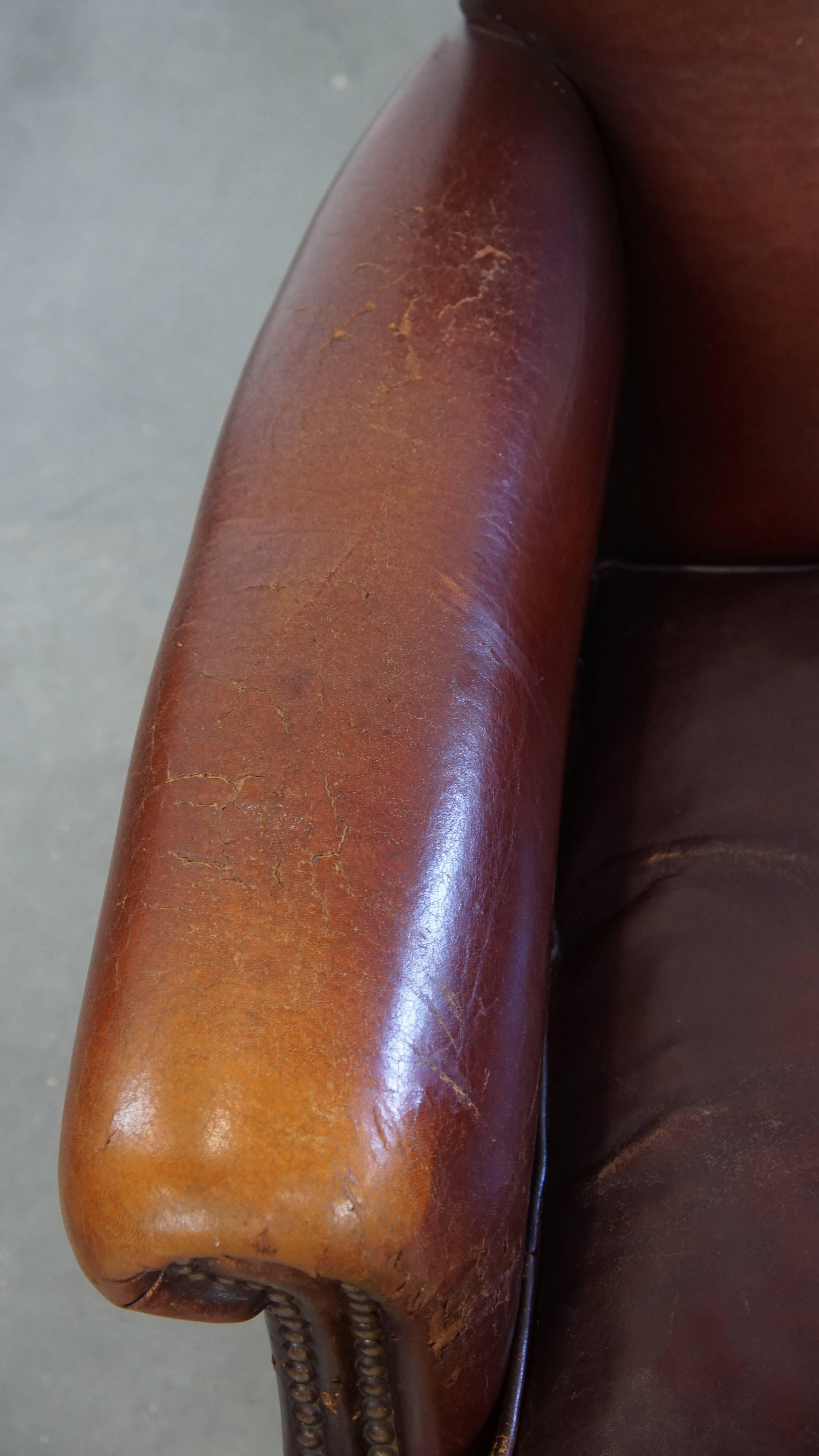 Vintage Schafsfell Leder Sessel im Angebot 1