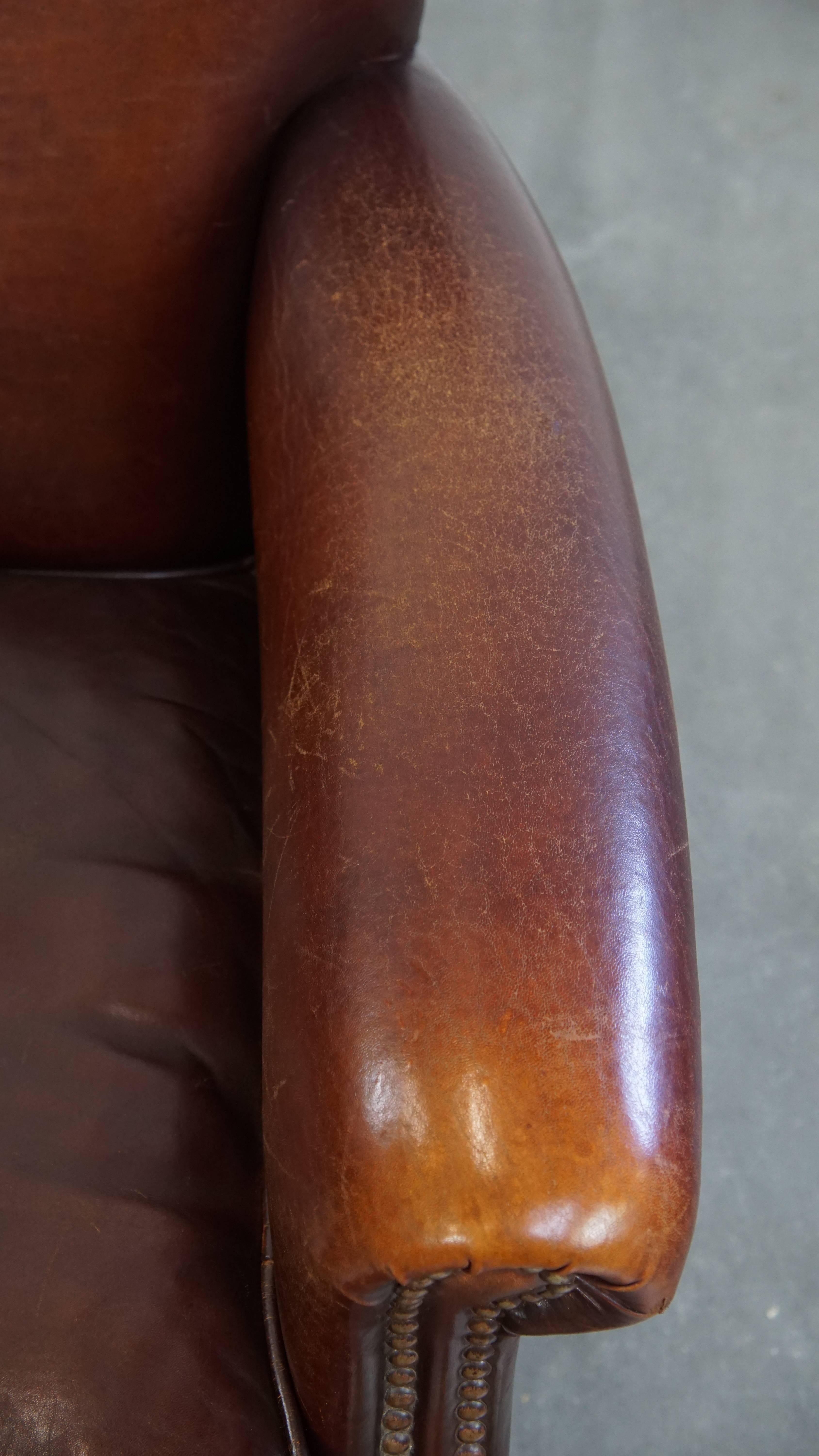 Vintage Schafsfell Leder Sessel im Angebot 2