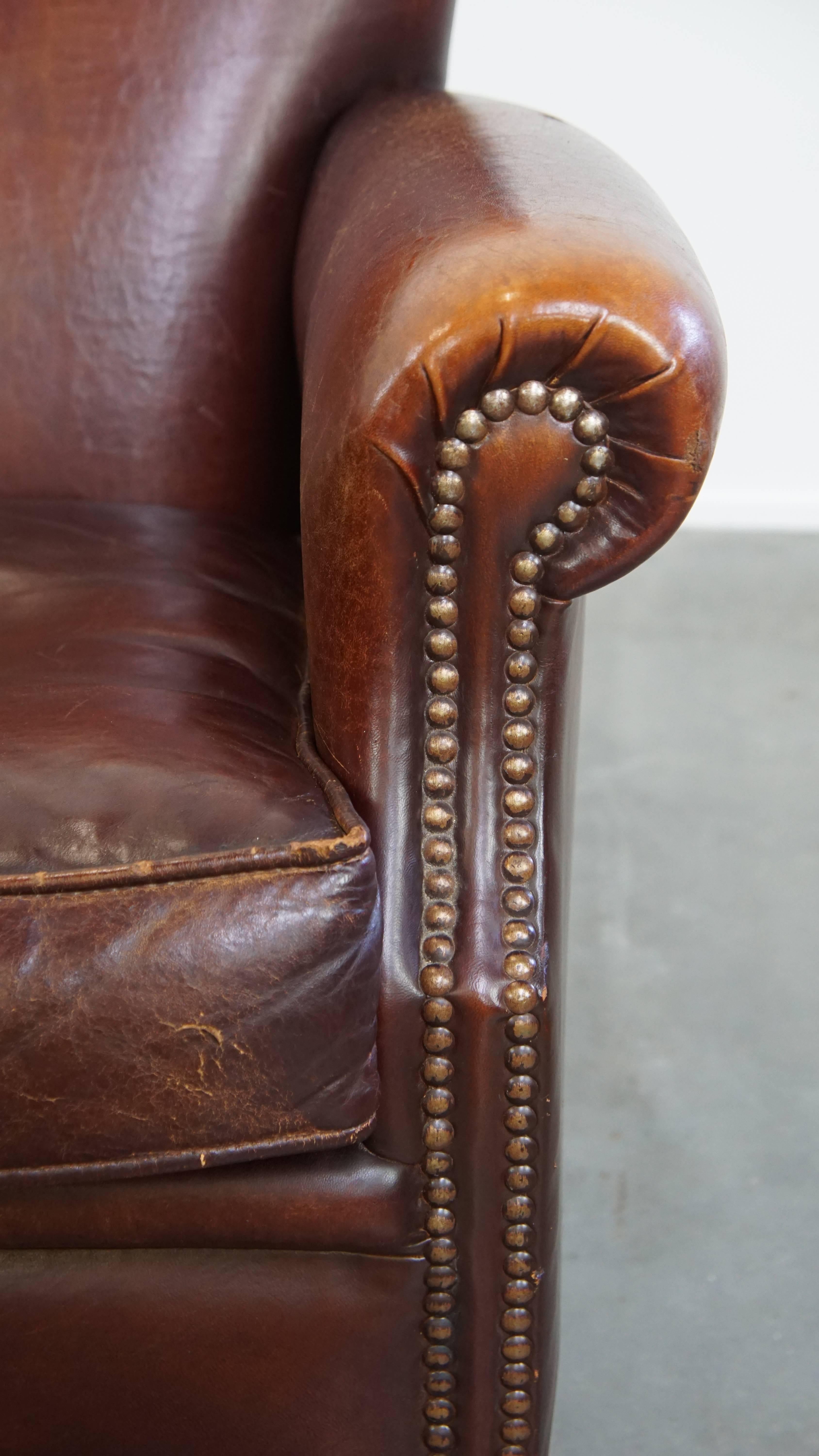 Vintage Schafsfell Leder Sessel im Angebot 3