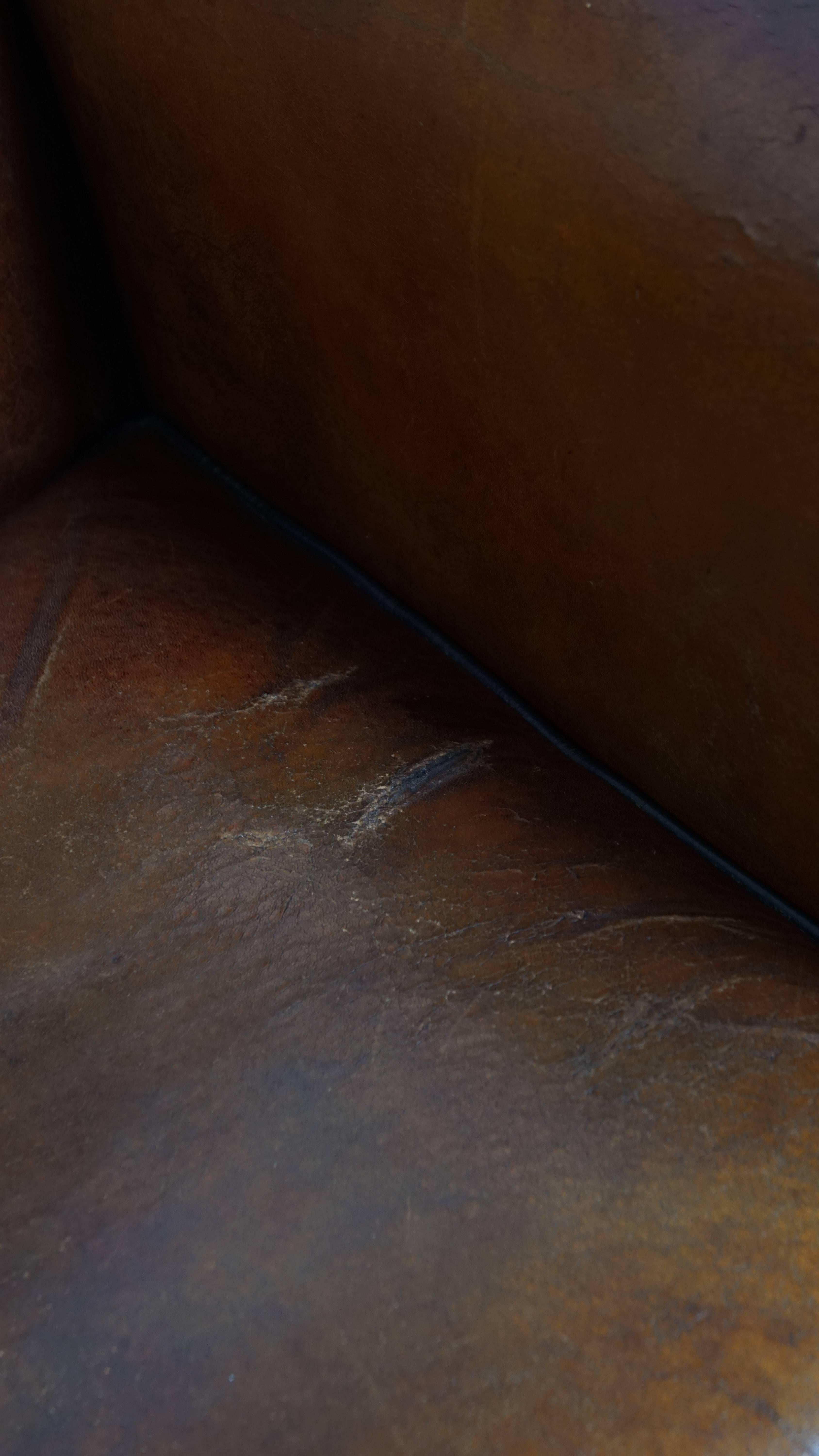 Fauteuil Vintage en cuir de mouton Design/One Style Art Deco en vente 6
