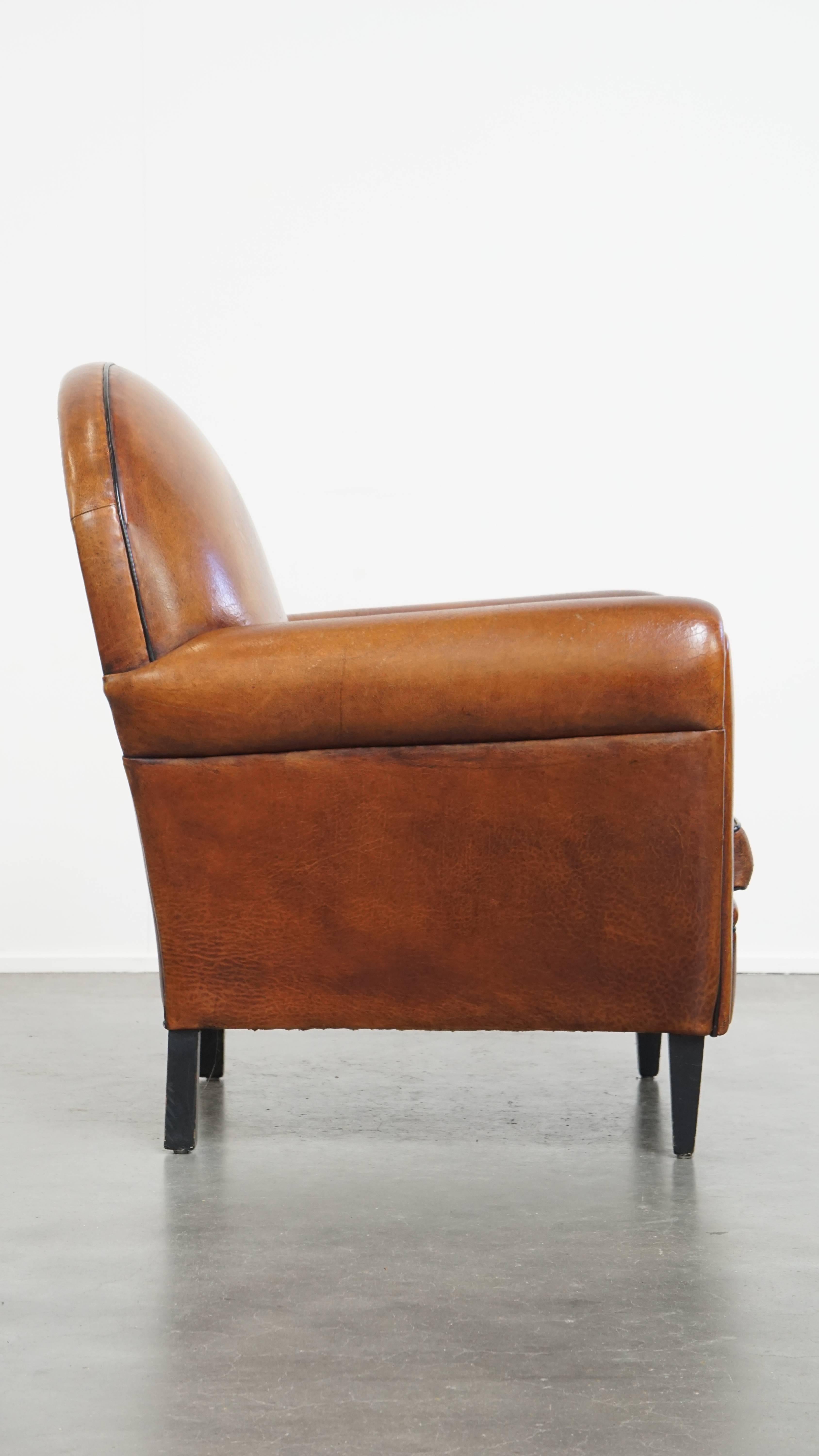 Art déco Fauteuil Vintage en cuir de mouton Design/One Style Art Deco en vente