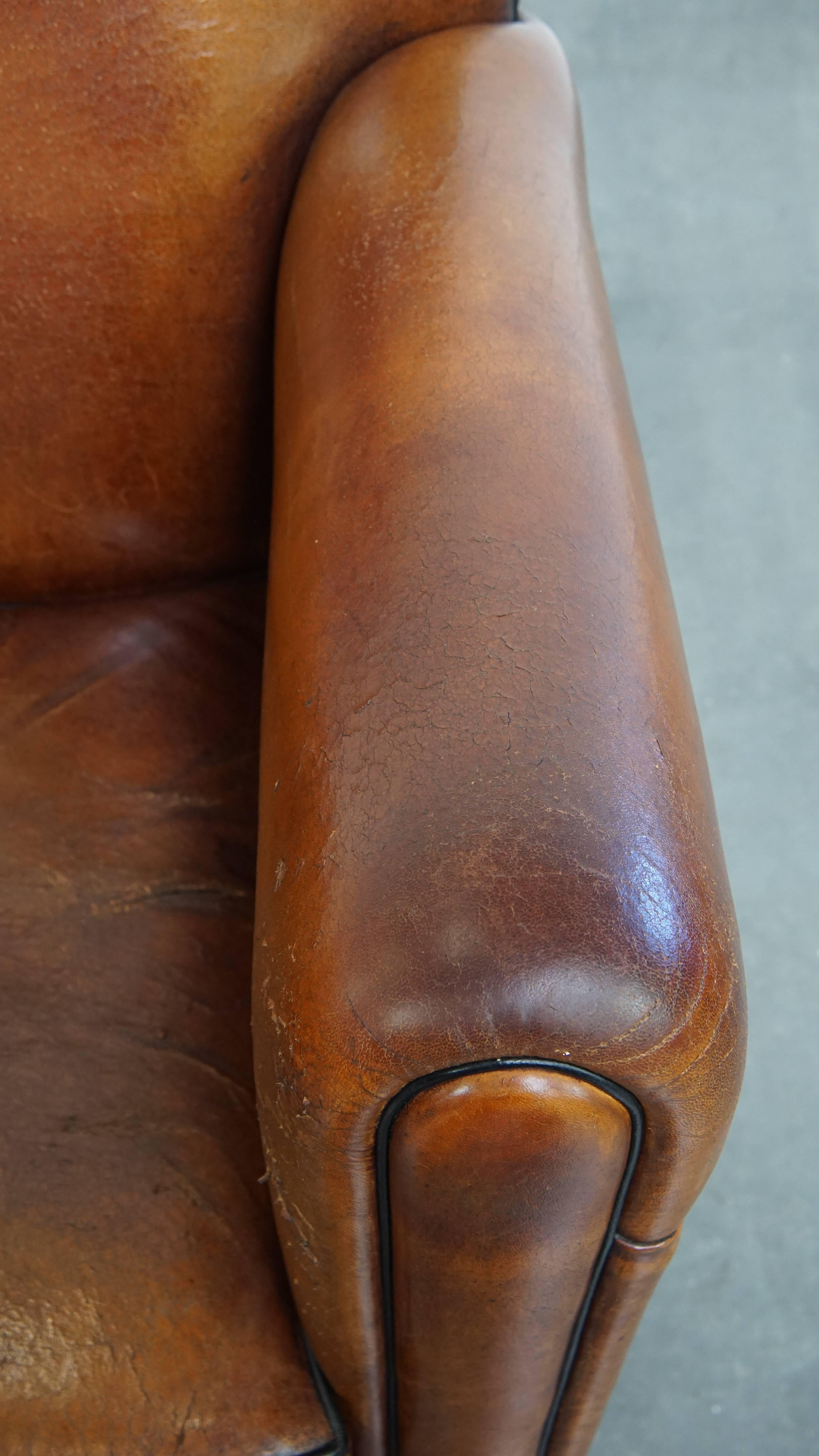 Fauteuil Vintage en cuir de mouton Design/One Style Art Deco en vente 1