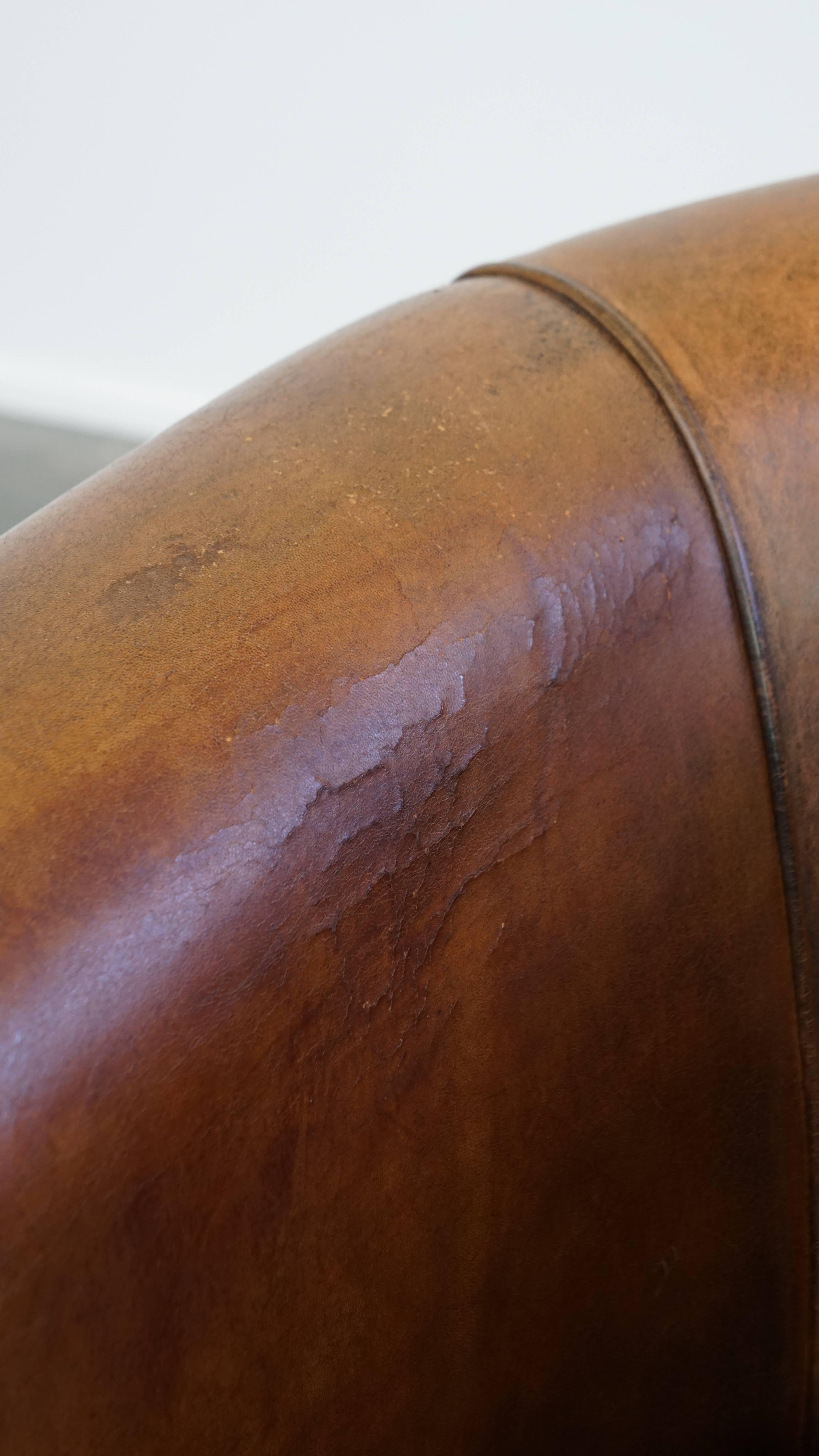 Vintage Sheepskin Leather Club Chair For Sale 4