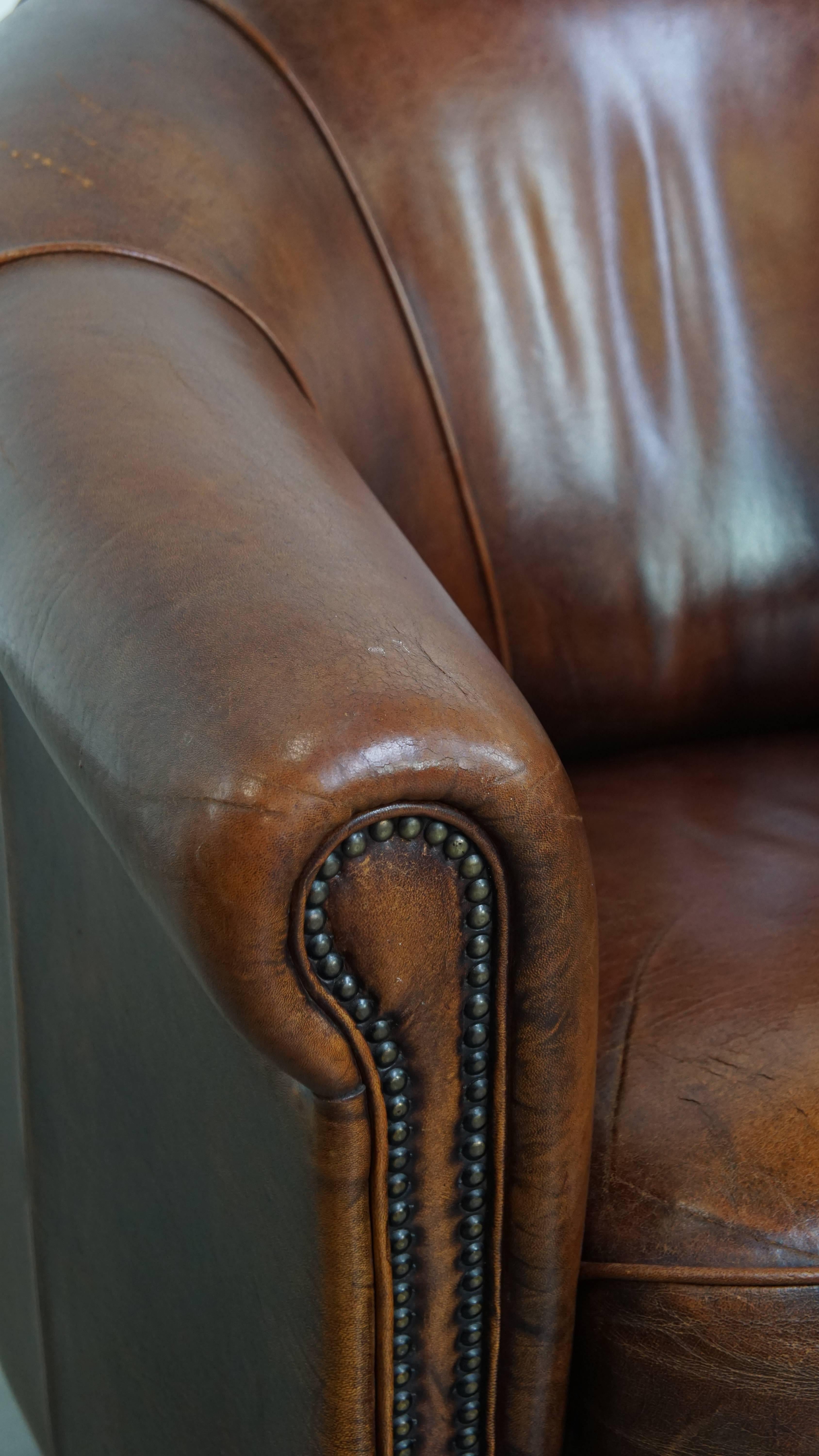Vintage sheepskin leather club chair For Sale 3