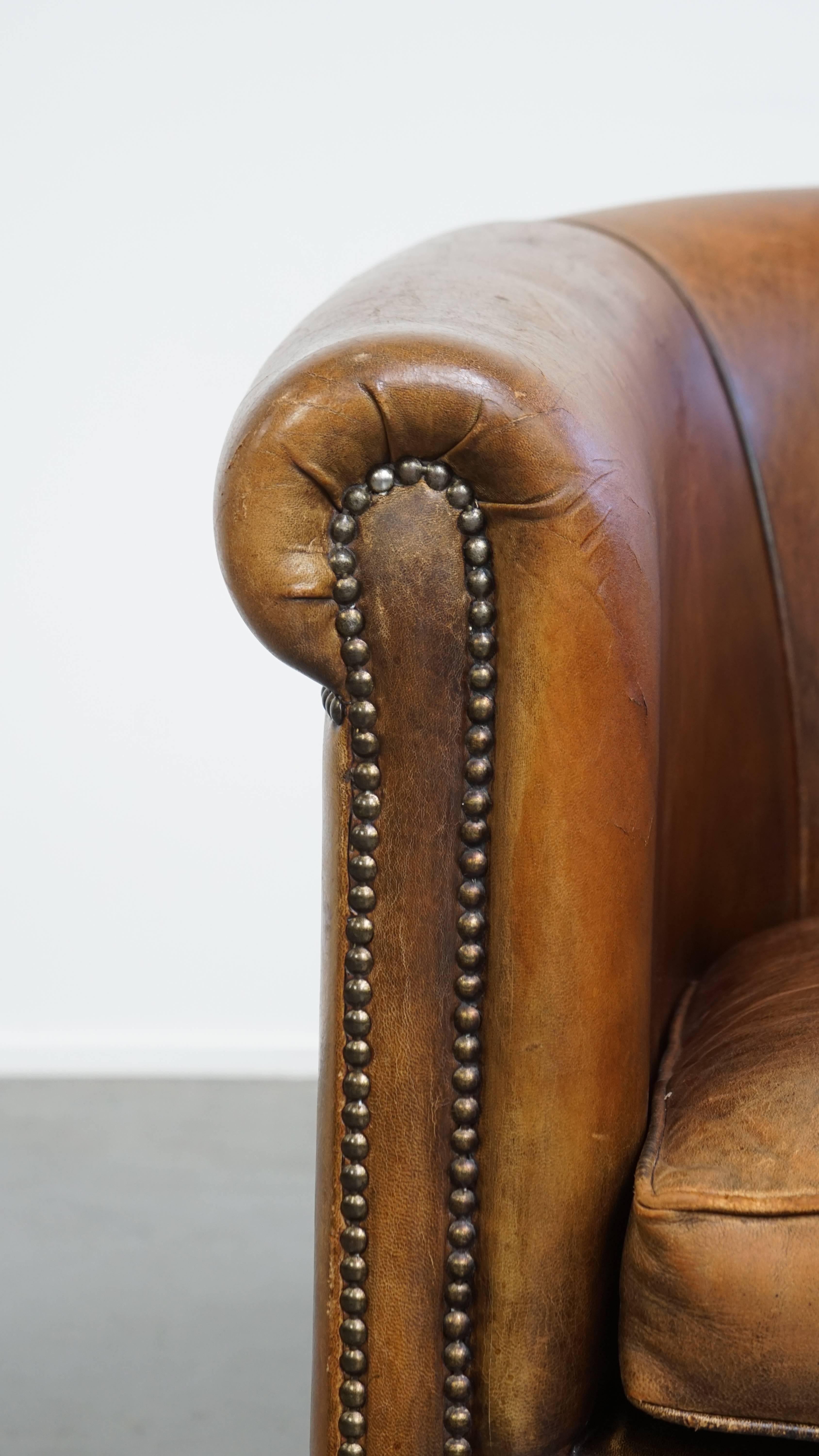 Vintage Sheepskin Leather Club Chair For Sale 6