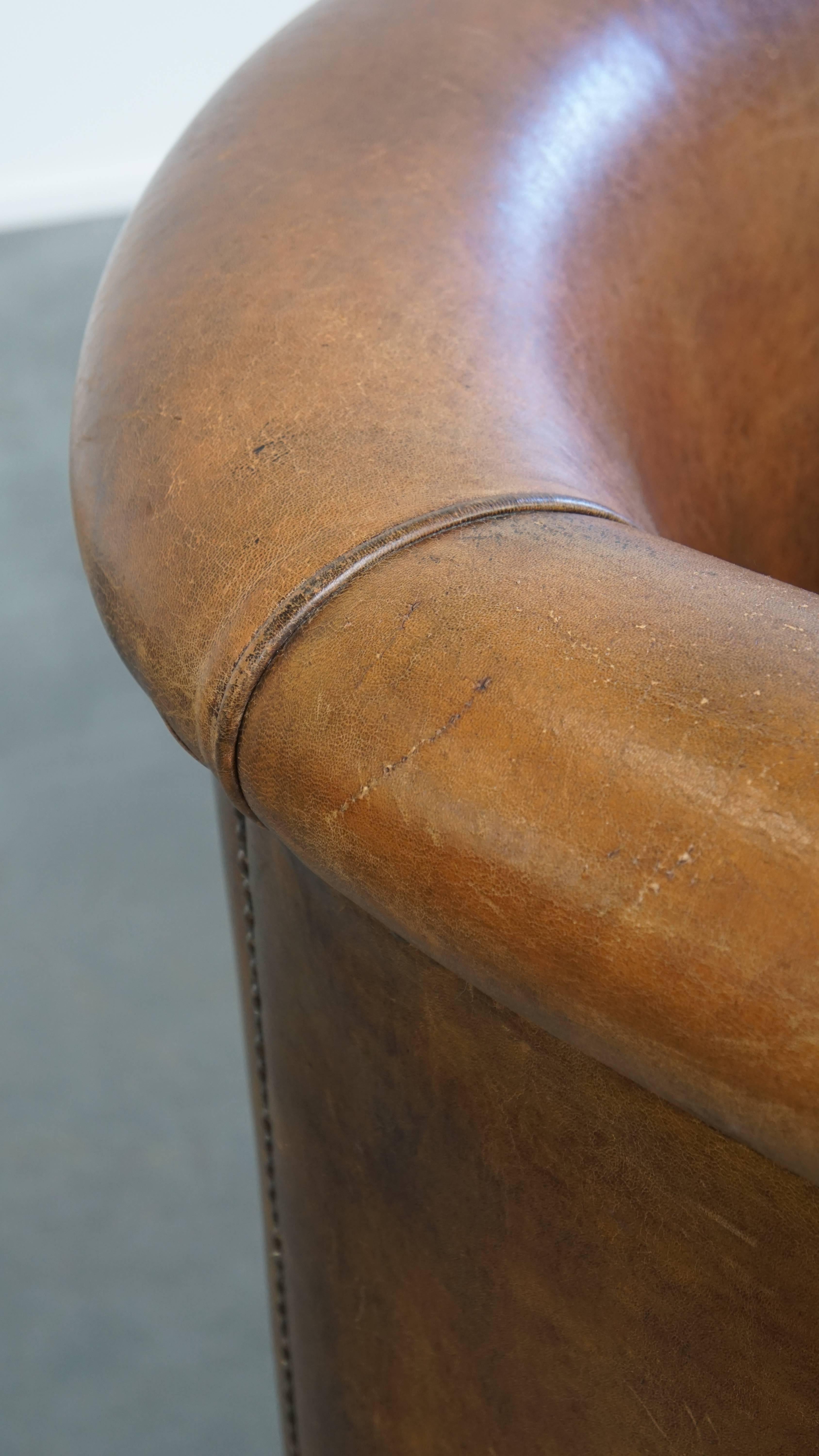 Vintage Sheepskin Leather Club Chair For Sale 7