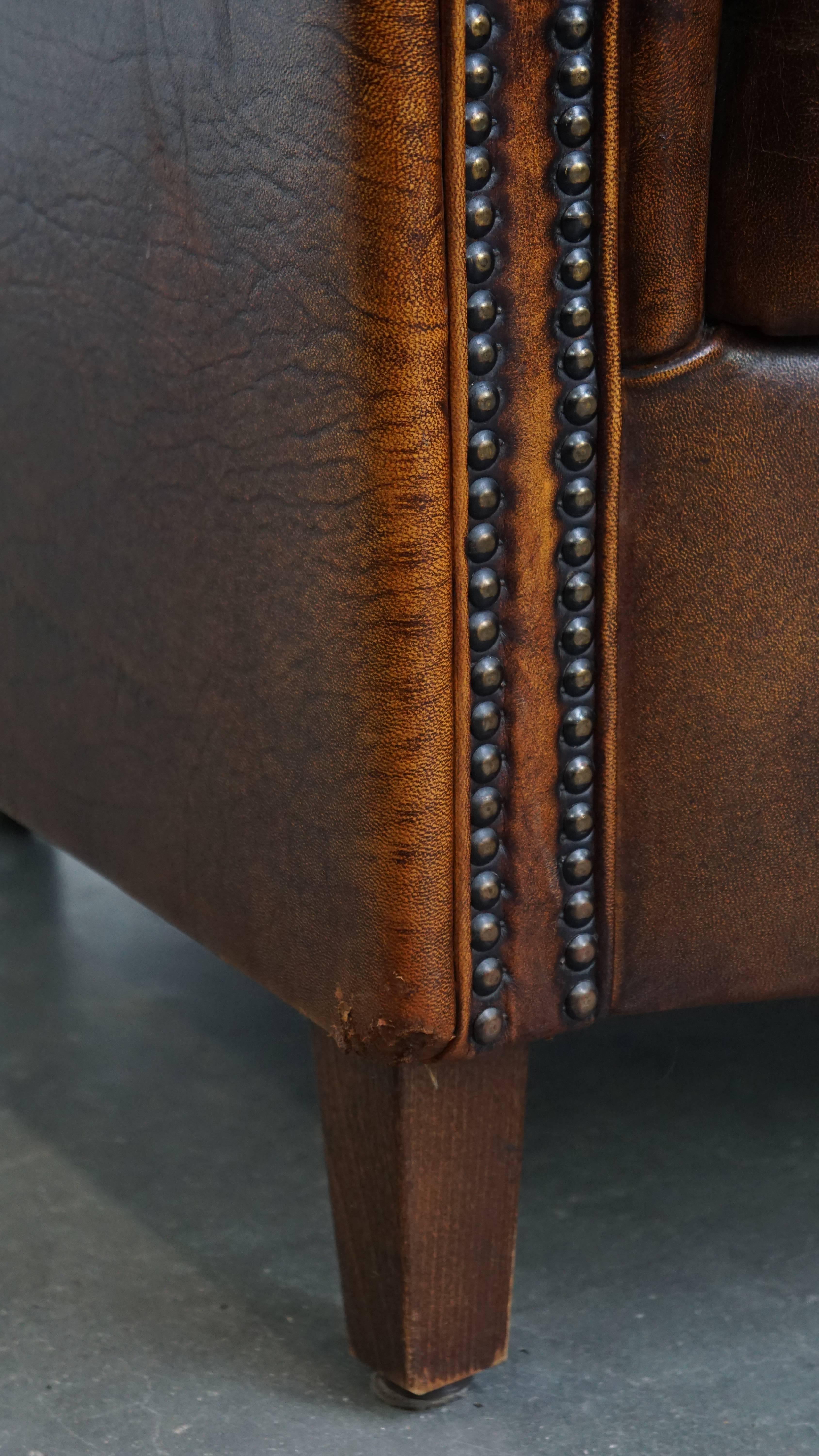 Vintage sheepskin leather club chair For Sale 7