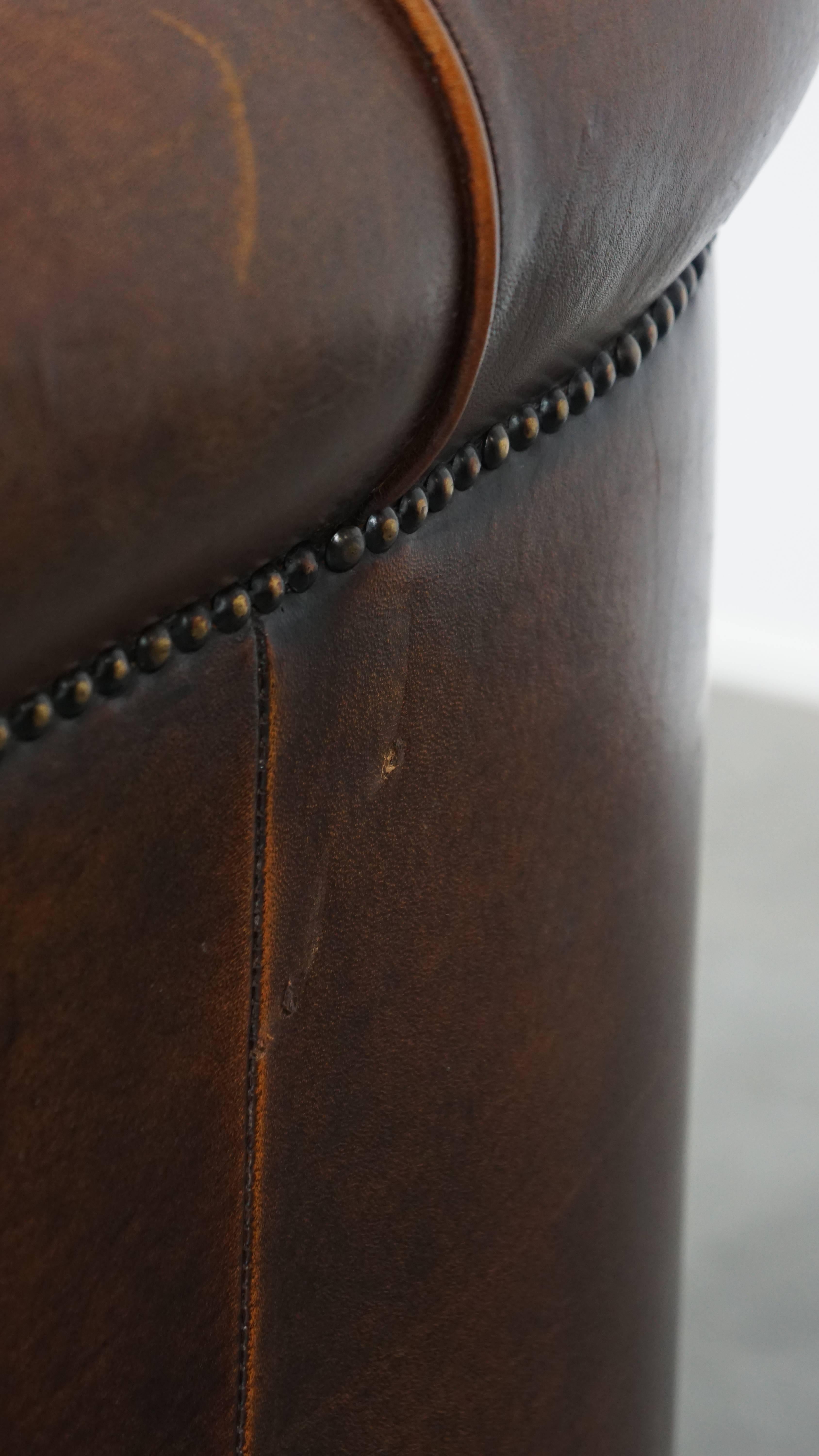 Vintage sheepskin leather club chair For Sale 8