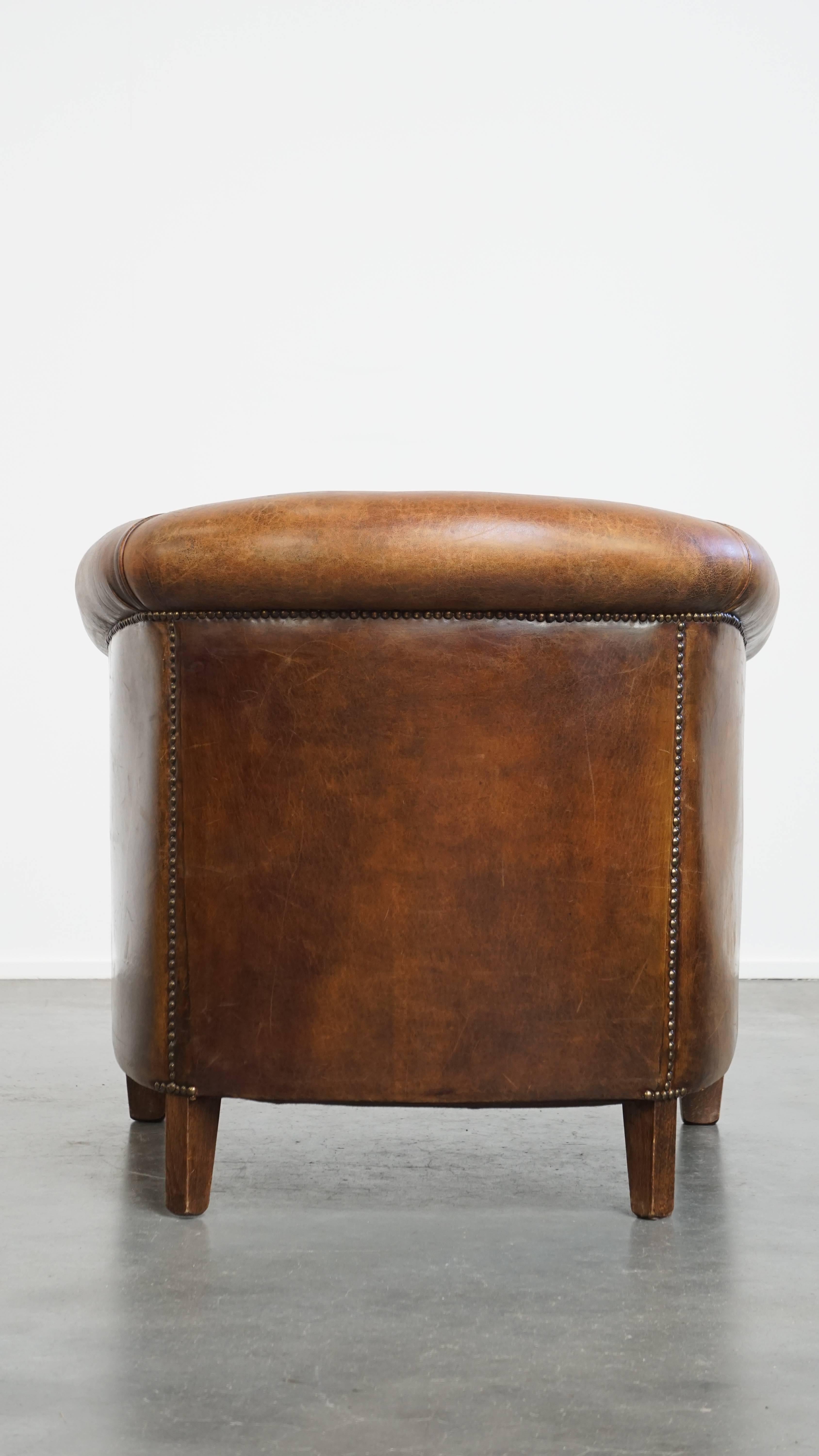 Hand-Crafted Vintage Sheepskin Leather Club Chair For Sale