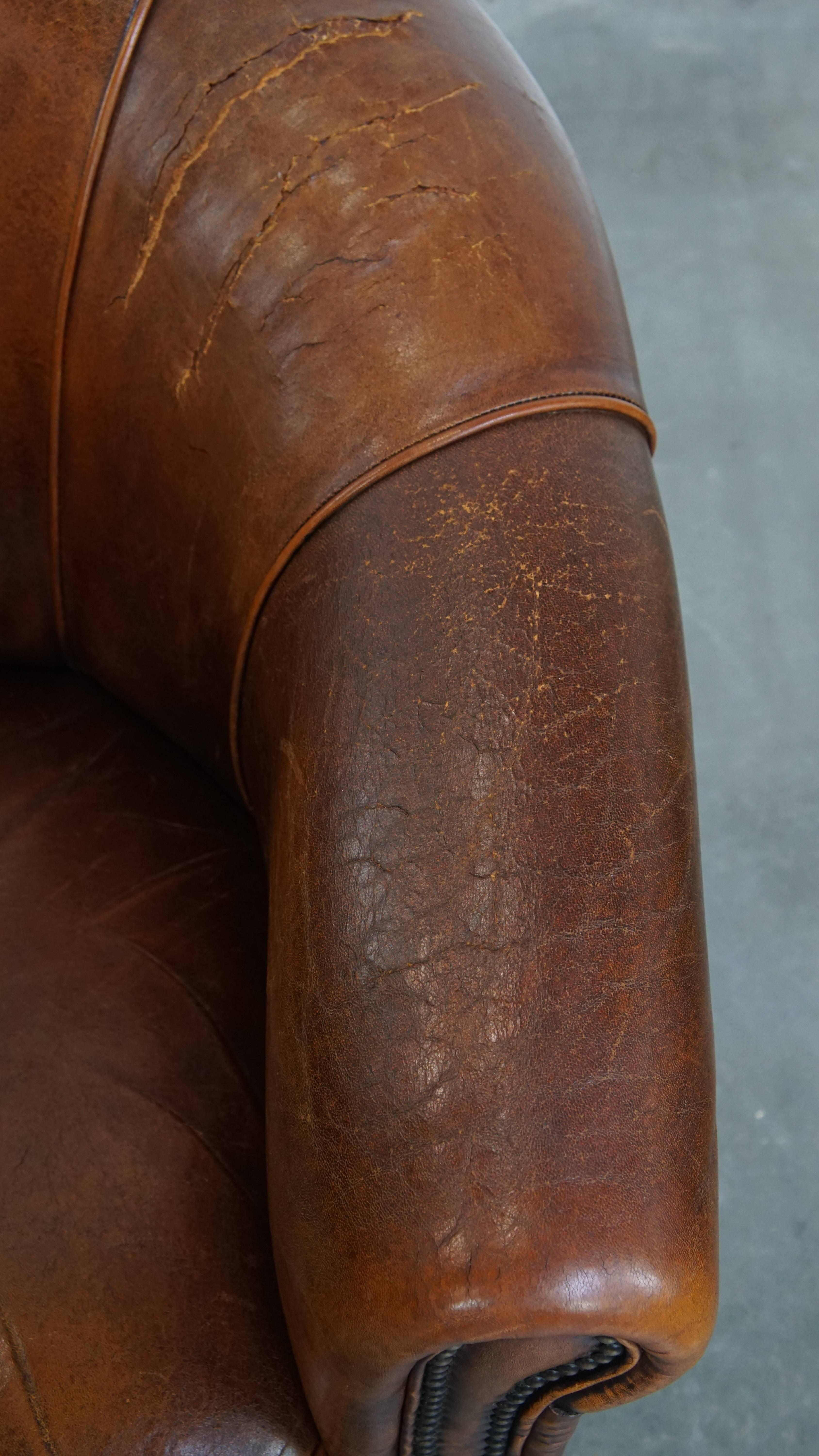 Vintage sheepskin leather club chair For Sale 1