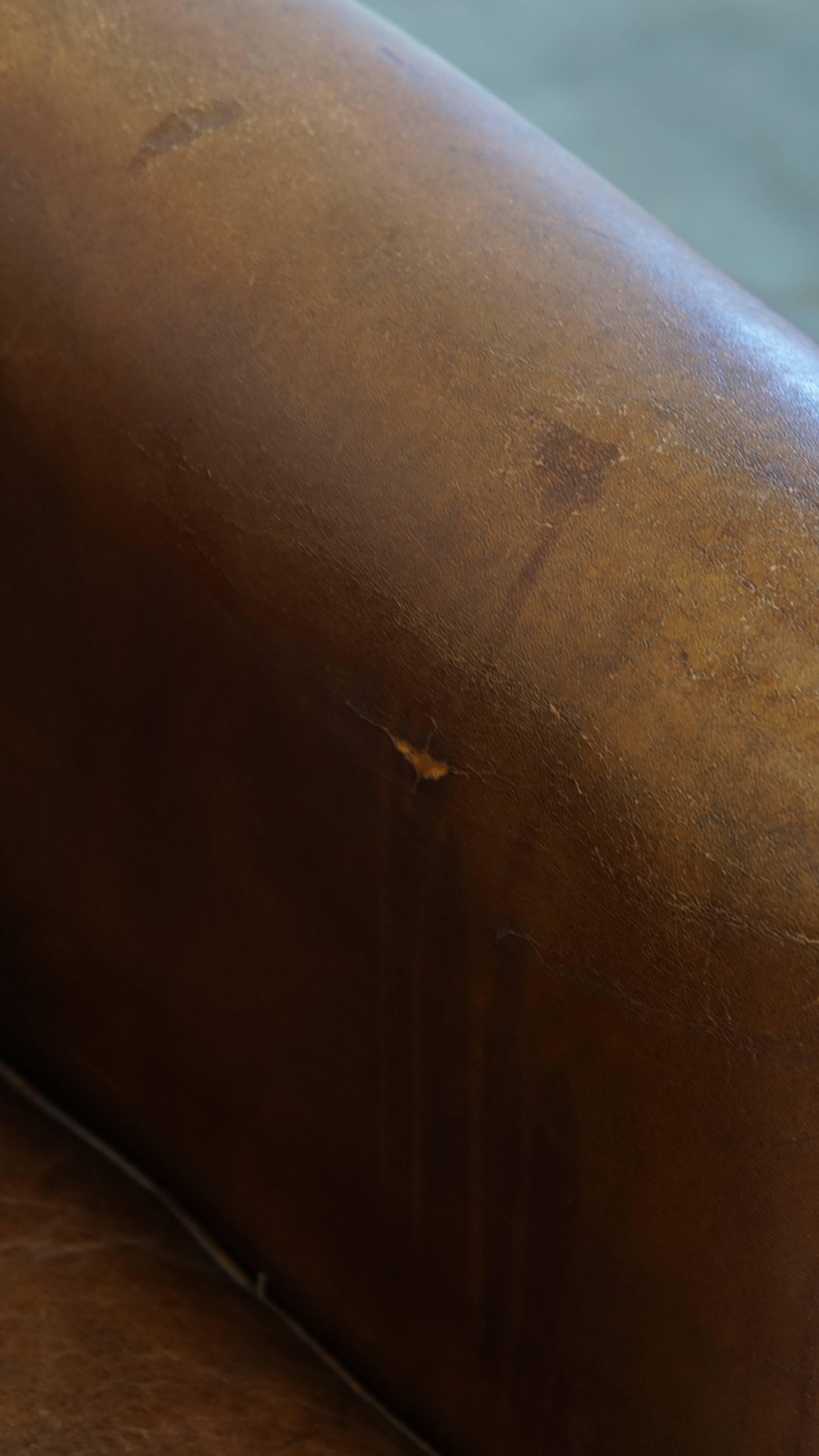 Vintage Sheepskin Leather Club Chair For Sale 3