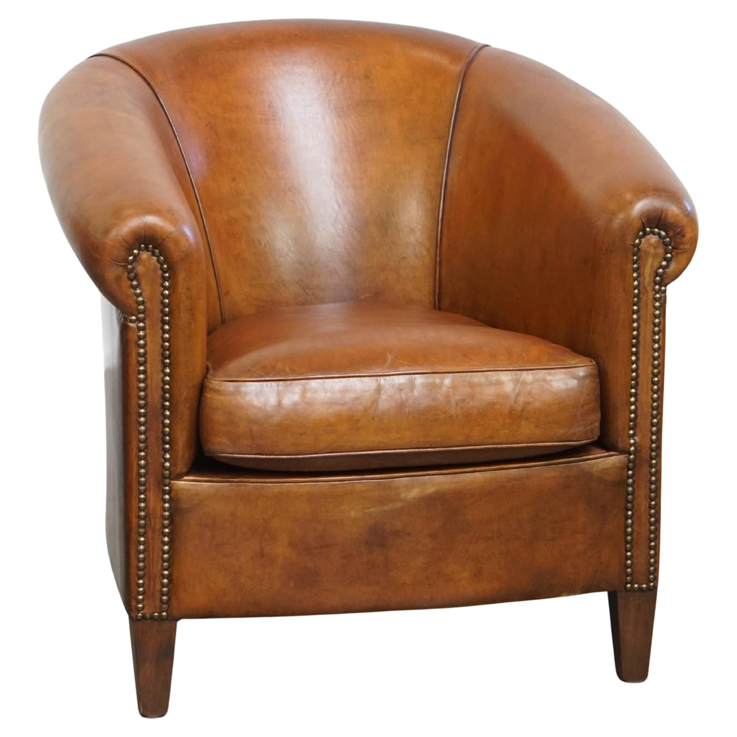 Vintage Sheepskin Leather Club Chair