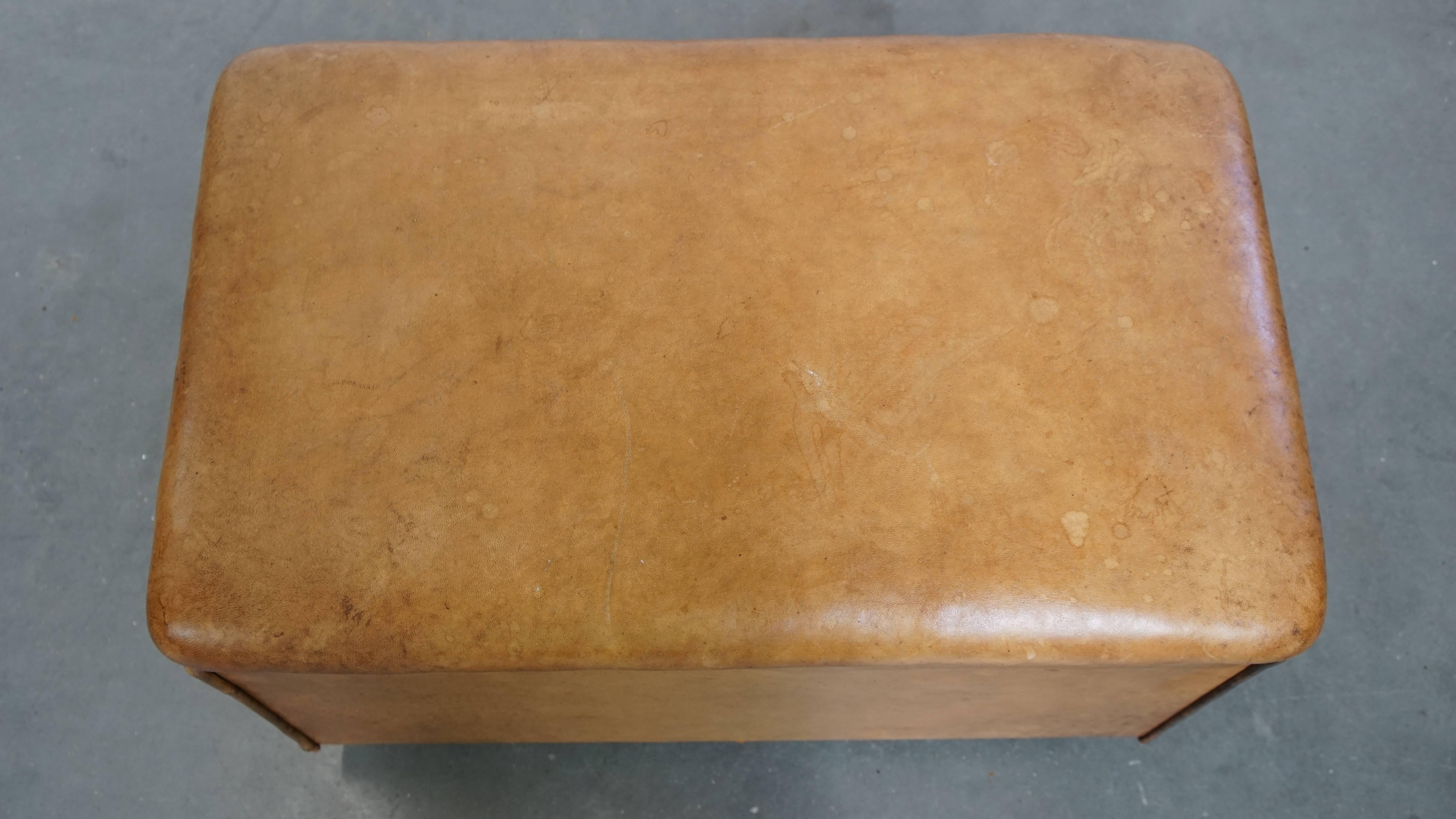 20th Century Vintage Sheepskin Leather Designer Ottoman by Bart van Bekhoven For Sale