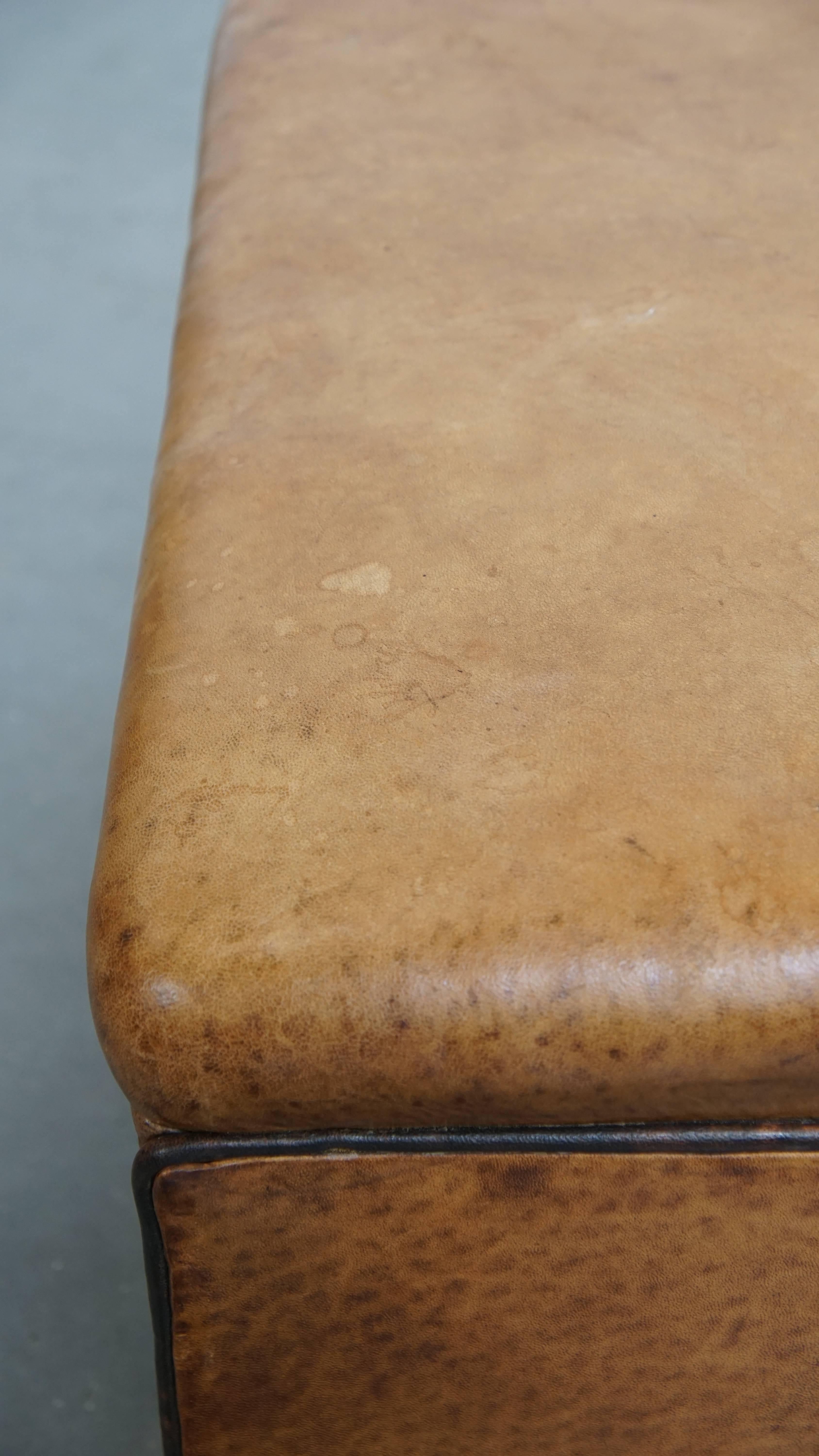 Vintage Sheepskin Leather Designer Ottoman by Bart van Bekhoven For Sale 3