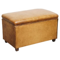 Vintage Sheepskin Leather Designer Ottoman by Bart van Bekhoven