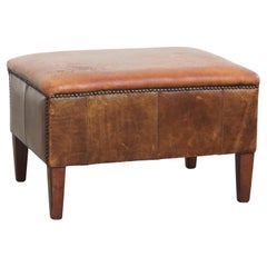 Otomana vintage de piel de oveja