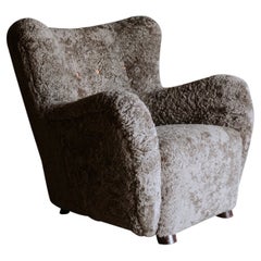 Vintage Sheepskin Lounge Chair from Denmark, circa 1950