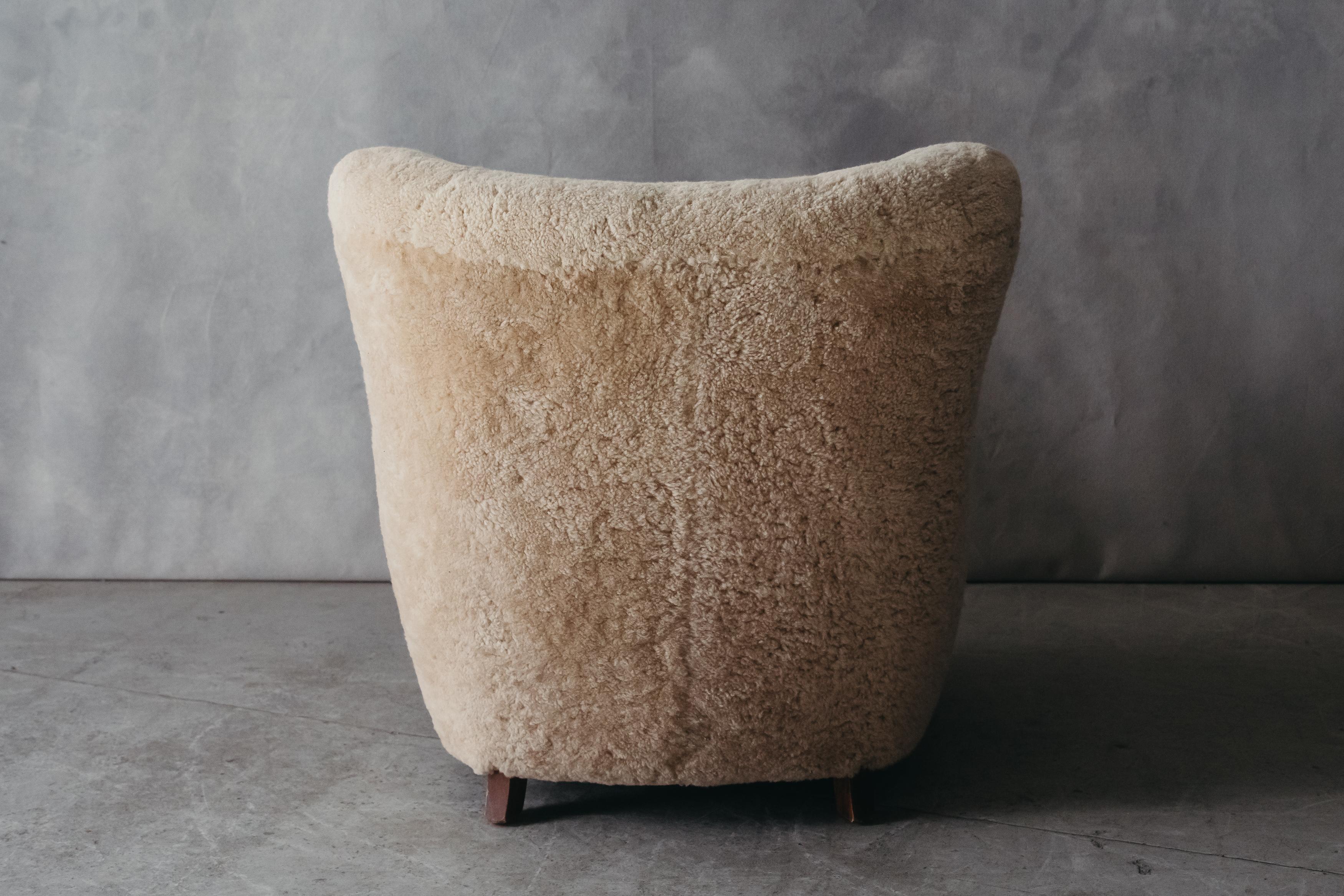 Mid-20th Century Vintage Sheepskin Lounge Chair from Denmark, circa 1960