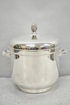 Vintage Sheffield Art Deco Silber plattiert Glas bedeckt Eiskübel w / Deckel