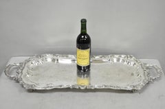 Vintage Sheffield Baroque Silver Plated Long Narrow Serving Platter Bar Tray