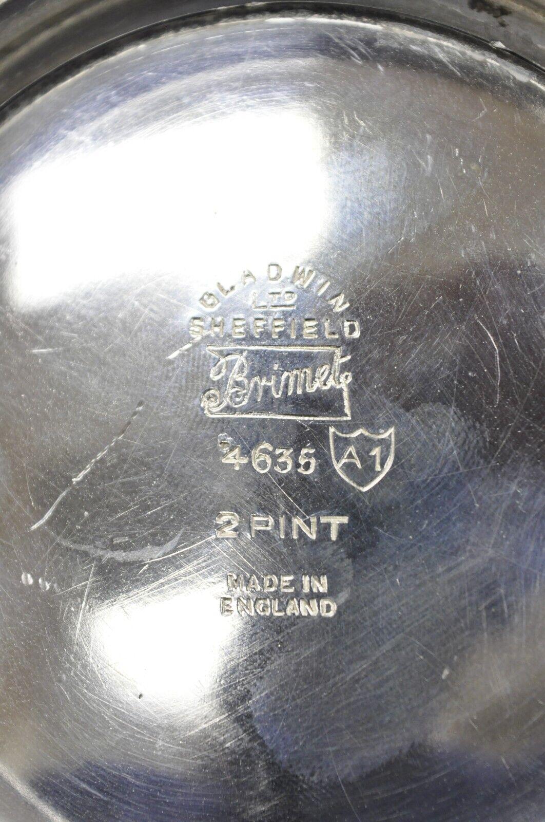 Théière vintage Sheffield Brimet Gladwin 2 Pint en métal argenté de style victorien en vente 3