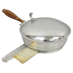 Vintage Sheffield Co Silver Plated Hinged Lid "Horse" Silent Butler w/ Broom