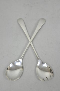 Set vintage da portata per insalata in argento placcato, Sheffield, Inghilterra, stile moderno: forchetta e cucchiaio