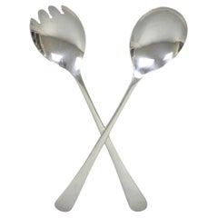 Set vintage da portata per insalata in argento placcato, Sheffield, Inghilterra, stile moderno: forchetta e cucchiaio