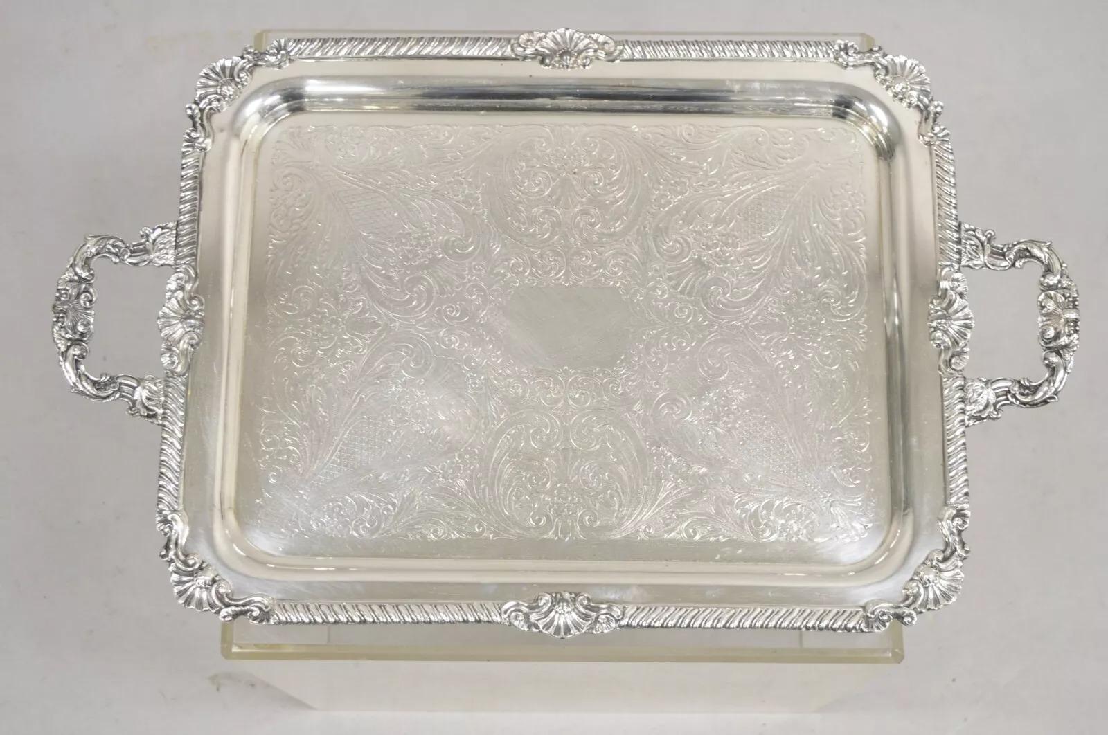 Vintage Sheffield England viktorianischen Stil versilbert Servierplatte Tablett im Angebot 3