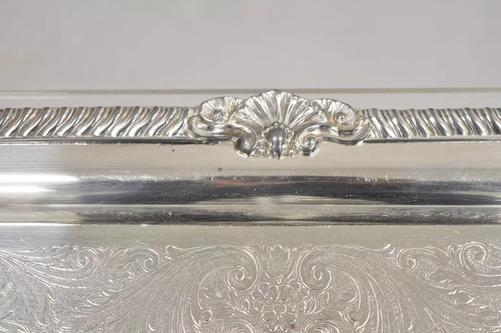 Vintage Sheffield England viktorianischen Stil versilbert Servierplatte Tablett (20. Jahrhundert) im Angebot