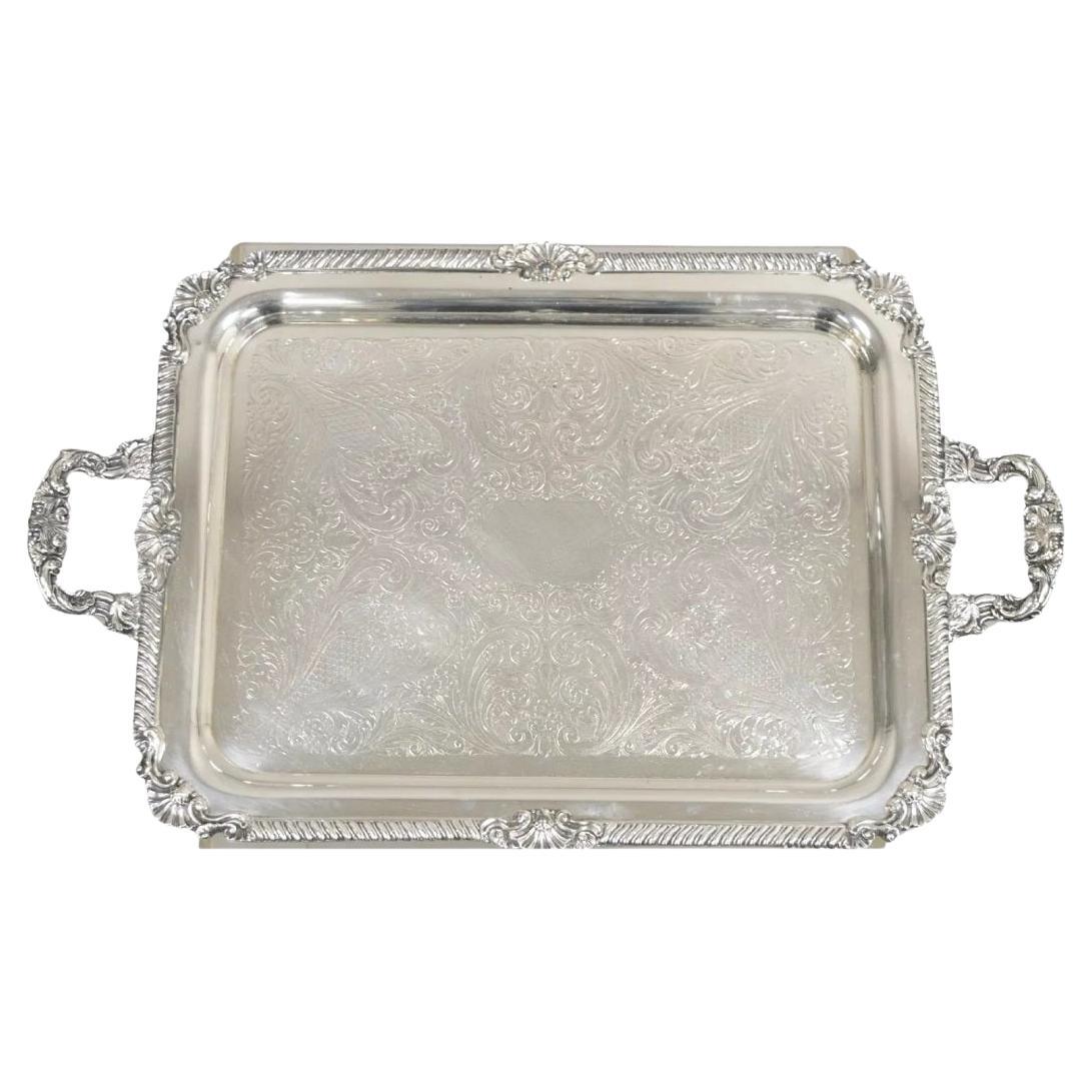 Bandeja de servir chapada en plata de estilo victoriano de Sheffield Inglaterra vintage