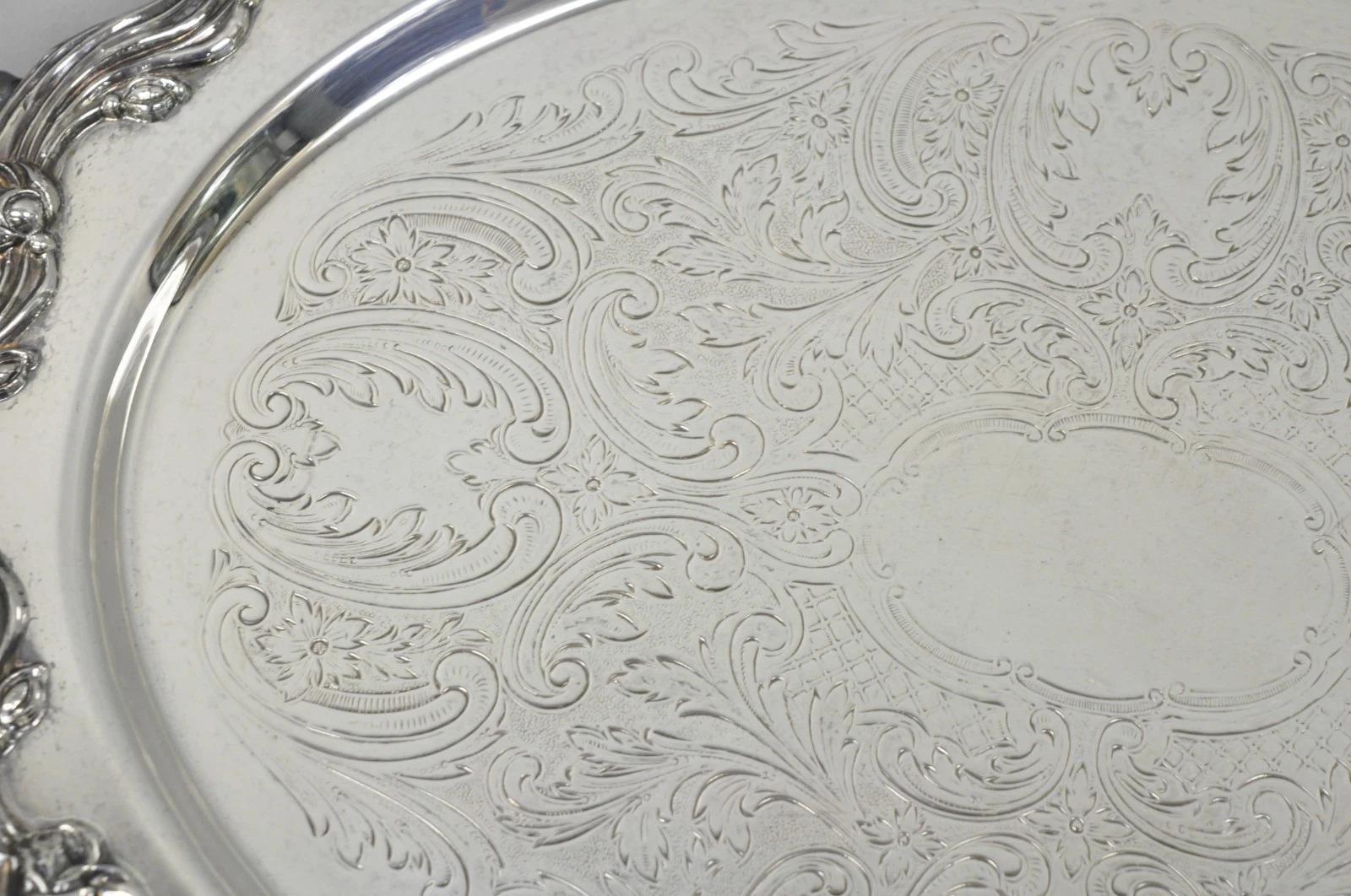 Bandeja ovalada de bar con patas chapada en plata inglesa victoriana de Sheffield con asas en venta 5