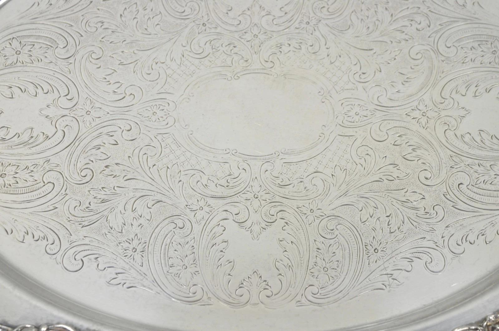 Bandeja ovalada de bar con patas chapada en plata inglesa victoriana de Sheffield con asas en venta 2